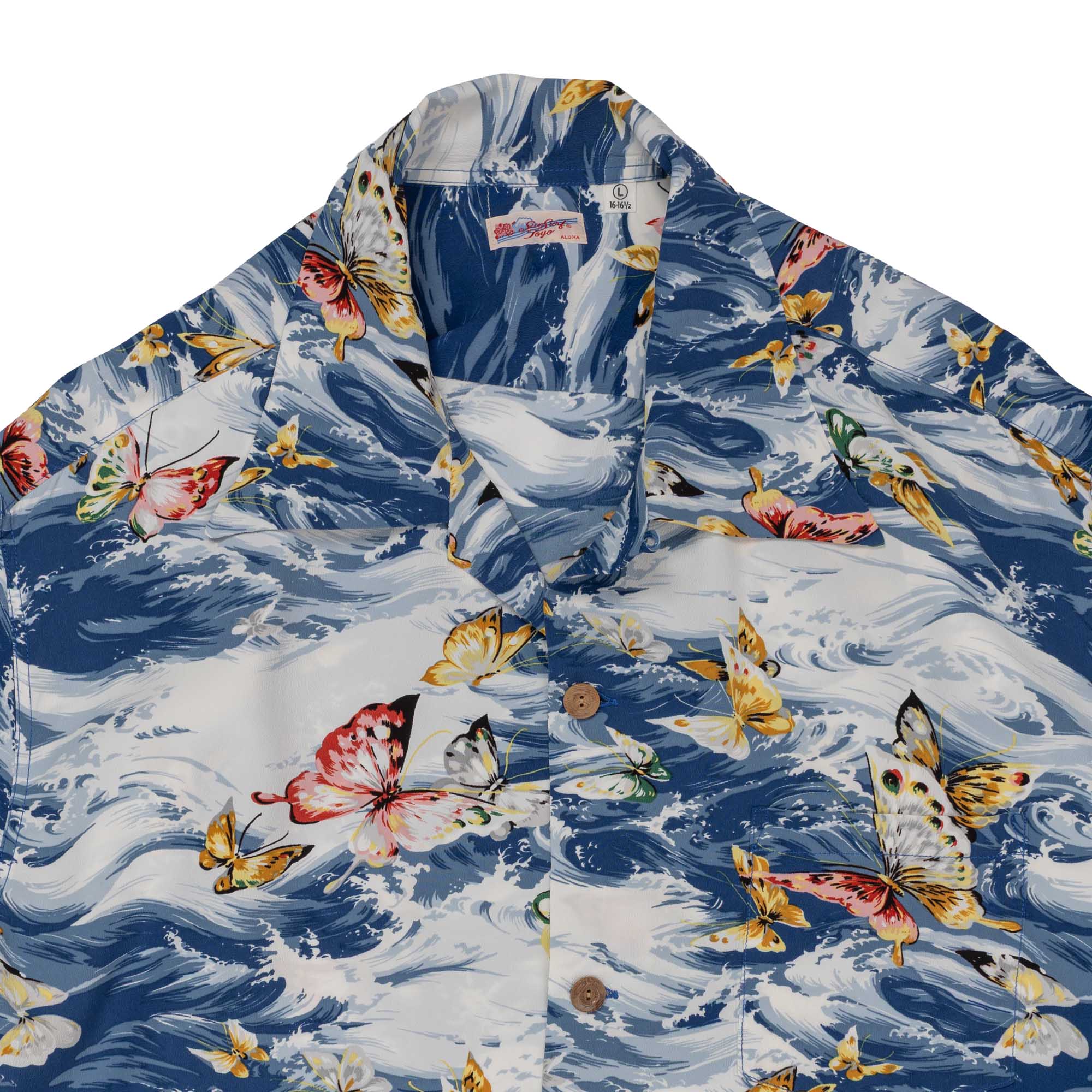 Sun Surf Butterfly Splash Hawaiian Shirt Navy - Image 3