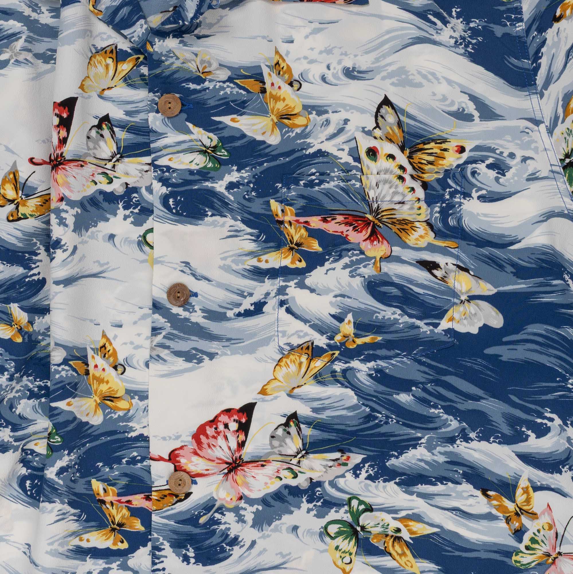 Sun Surf Butterfly Splash Hawaiian Shirt Navy - Image 4