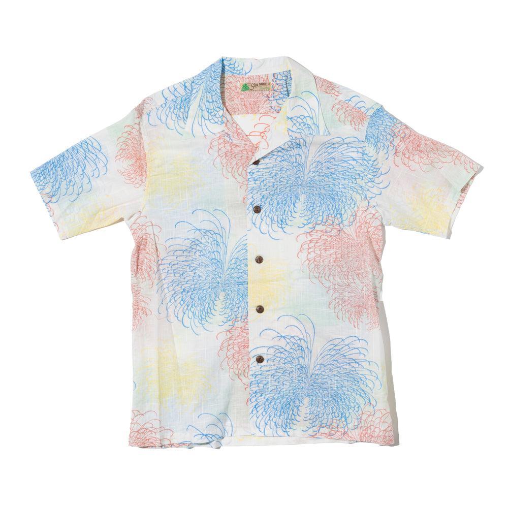Sun Surf Chrysanthemum Hawaiian Shirt Off White