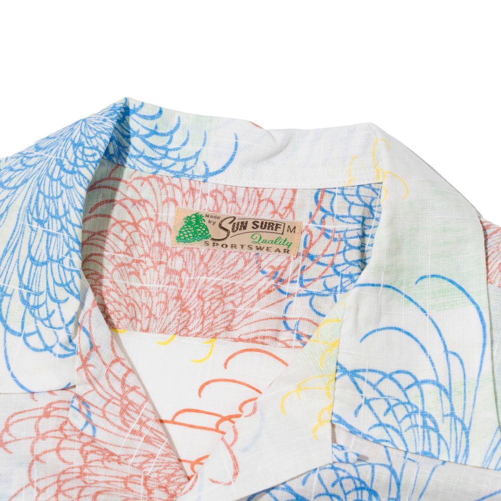 Sun Surf Chrysanthemum Hawaiian Shirt Off White - Image 3