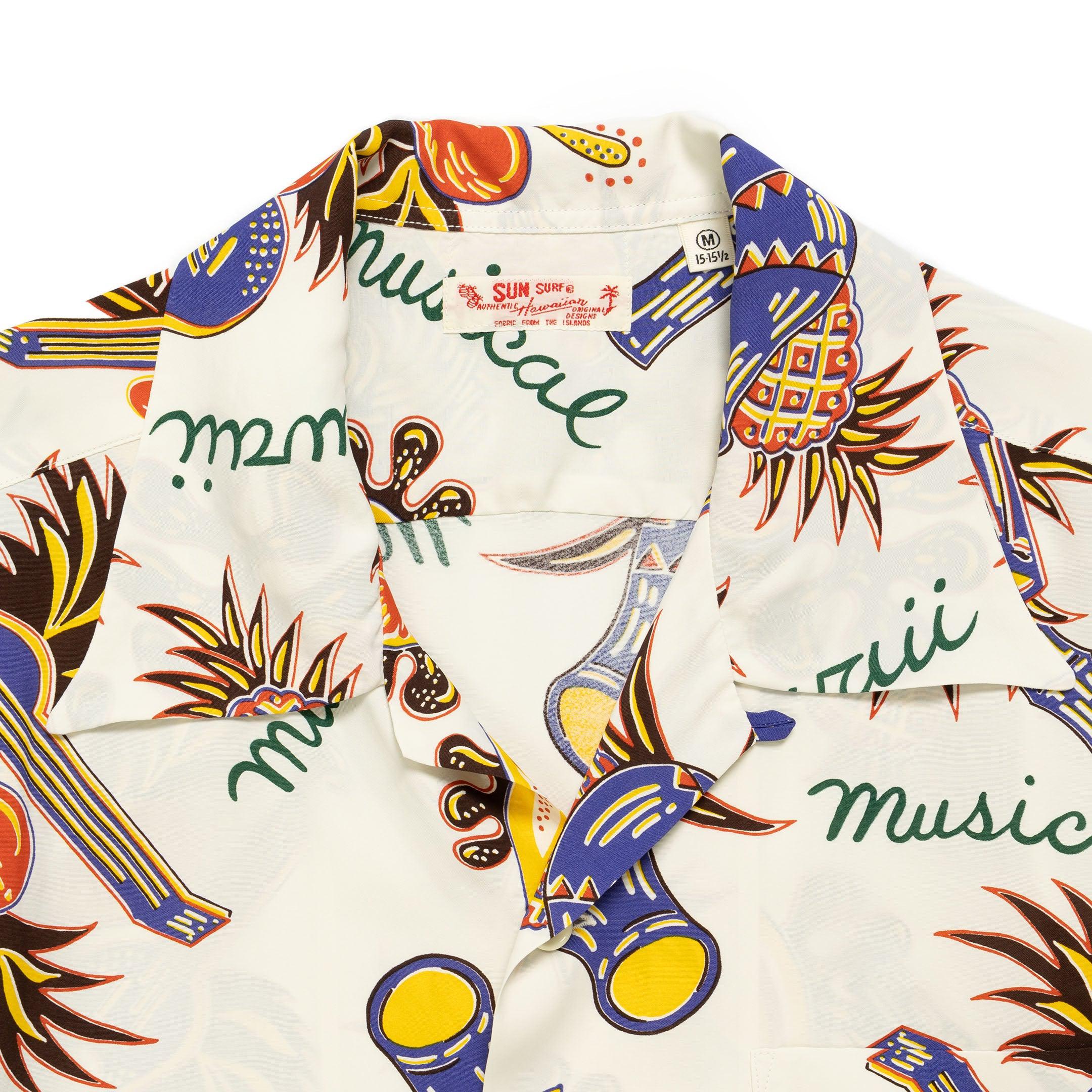 Sun Surf Hawaii Musical Hawaiian Shirt White - Image 3