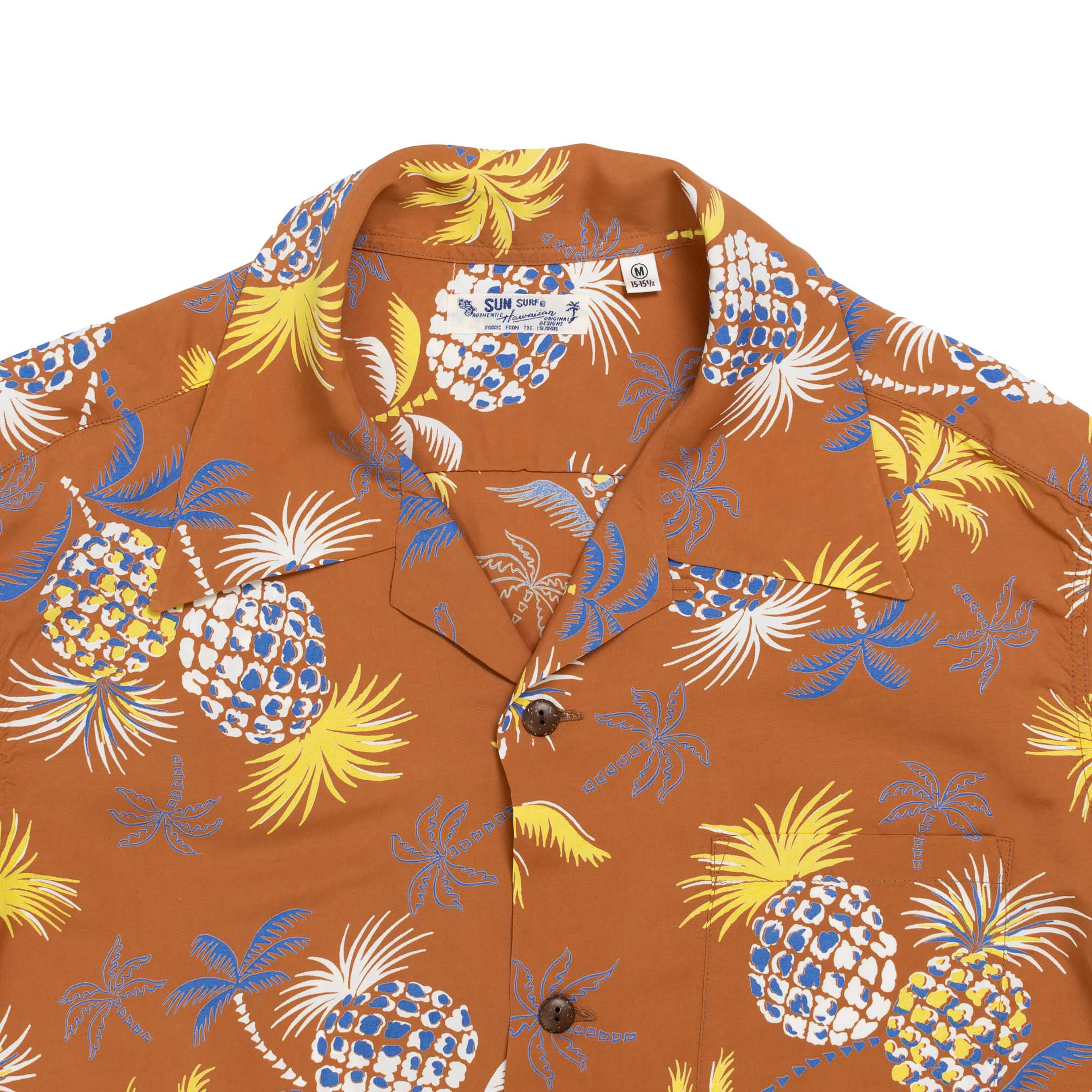 Sun Surf Palms & Pineapples Hawaiian Shirt Brown - Image 4