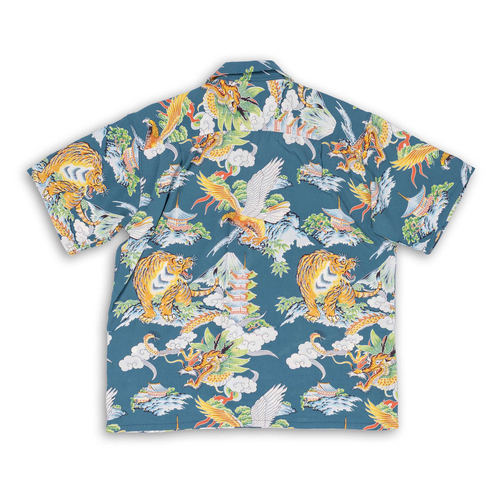 Sun Surf Special Edition 'Eagle, Tiger, Dragon' Hawaiian Shirt Navy - Image 2