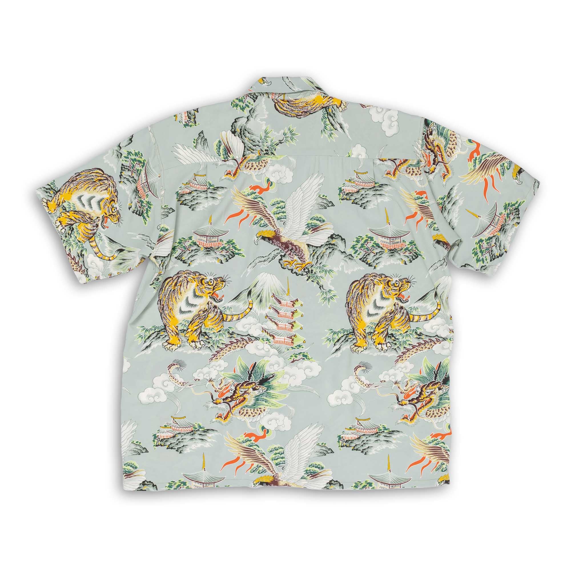 Sun Surf Special Edition 'Eagle, Tiger, Dragon' Hawaiian Shirt Grey - Image 2