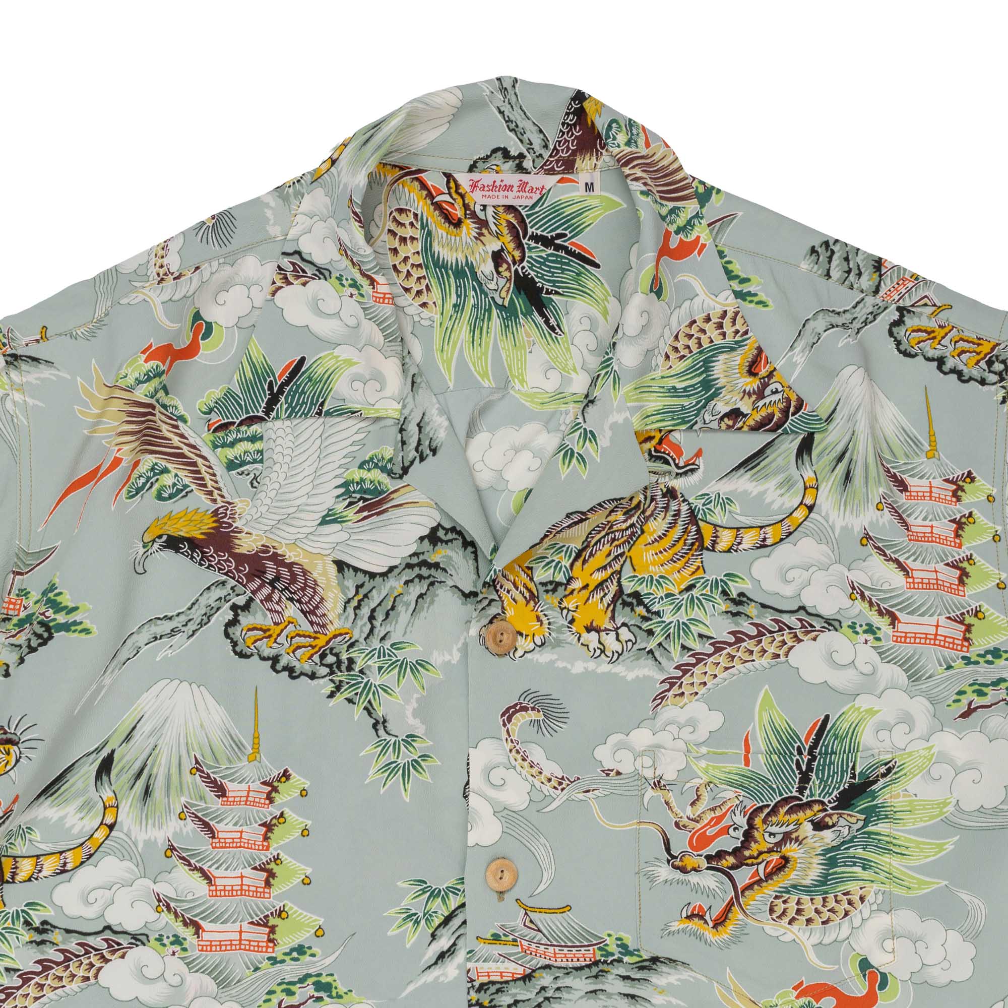 Sun Surf Special Edition 'Eagle, Tiger, Dragon' Hawaiian Shirt Grey - Image 3