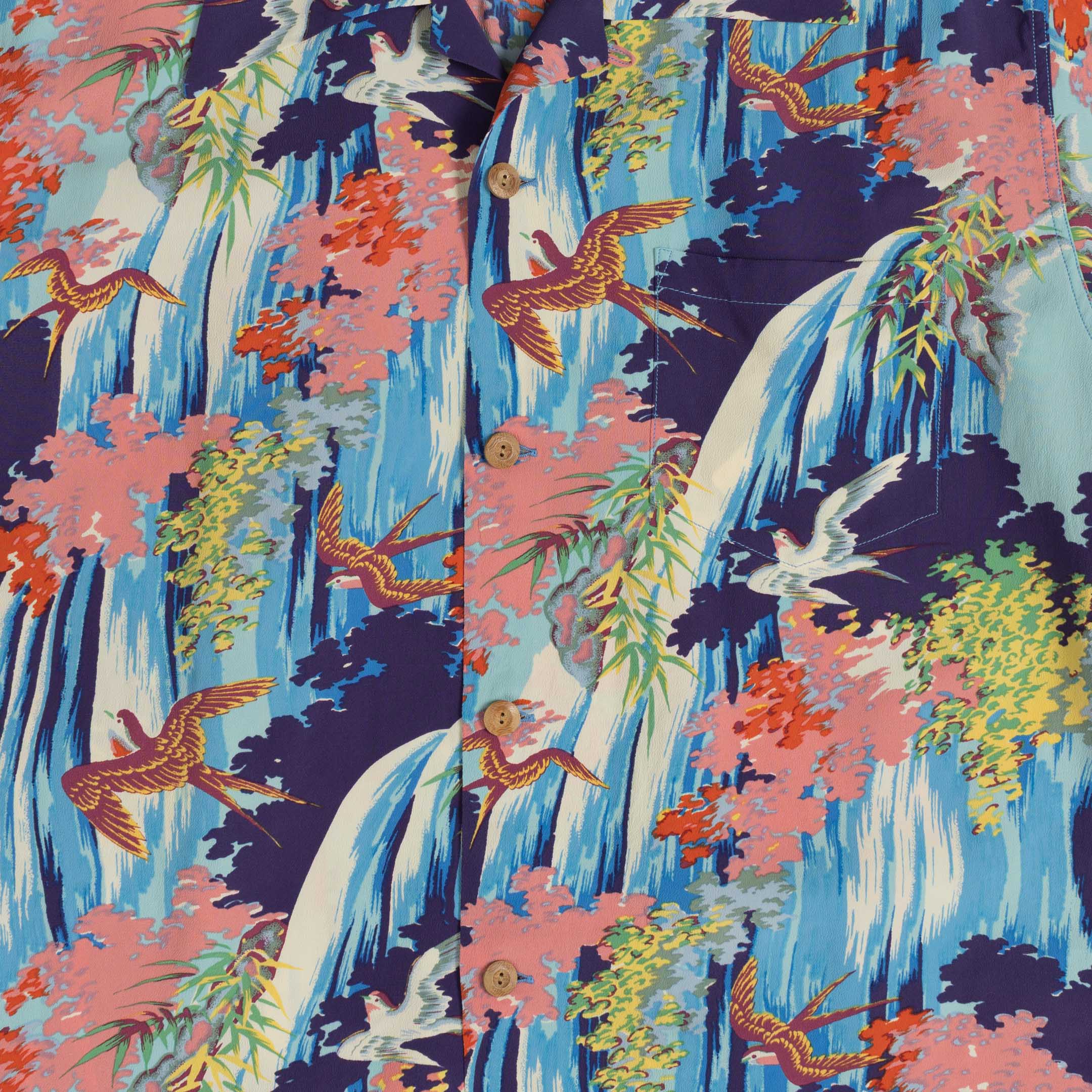Sun Surf Swallow Wildly Fluttering Hawaiian Shirt Navy - Image 3