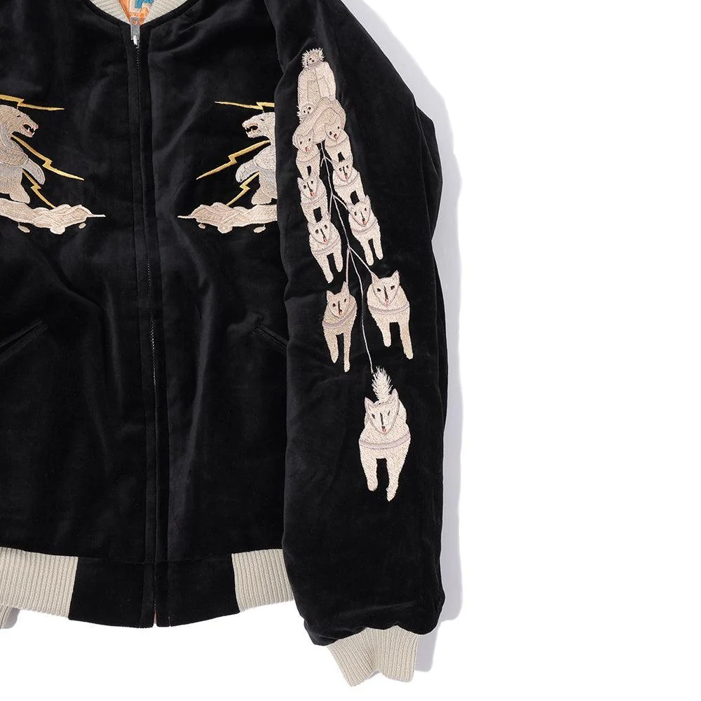 Tailor Toyo Late 1950's Style Velveteen Souvenir Jacket Polar Bear x Alaska Map - Image 10