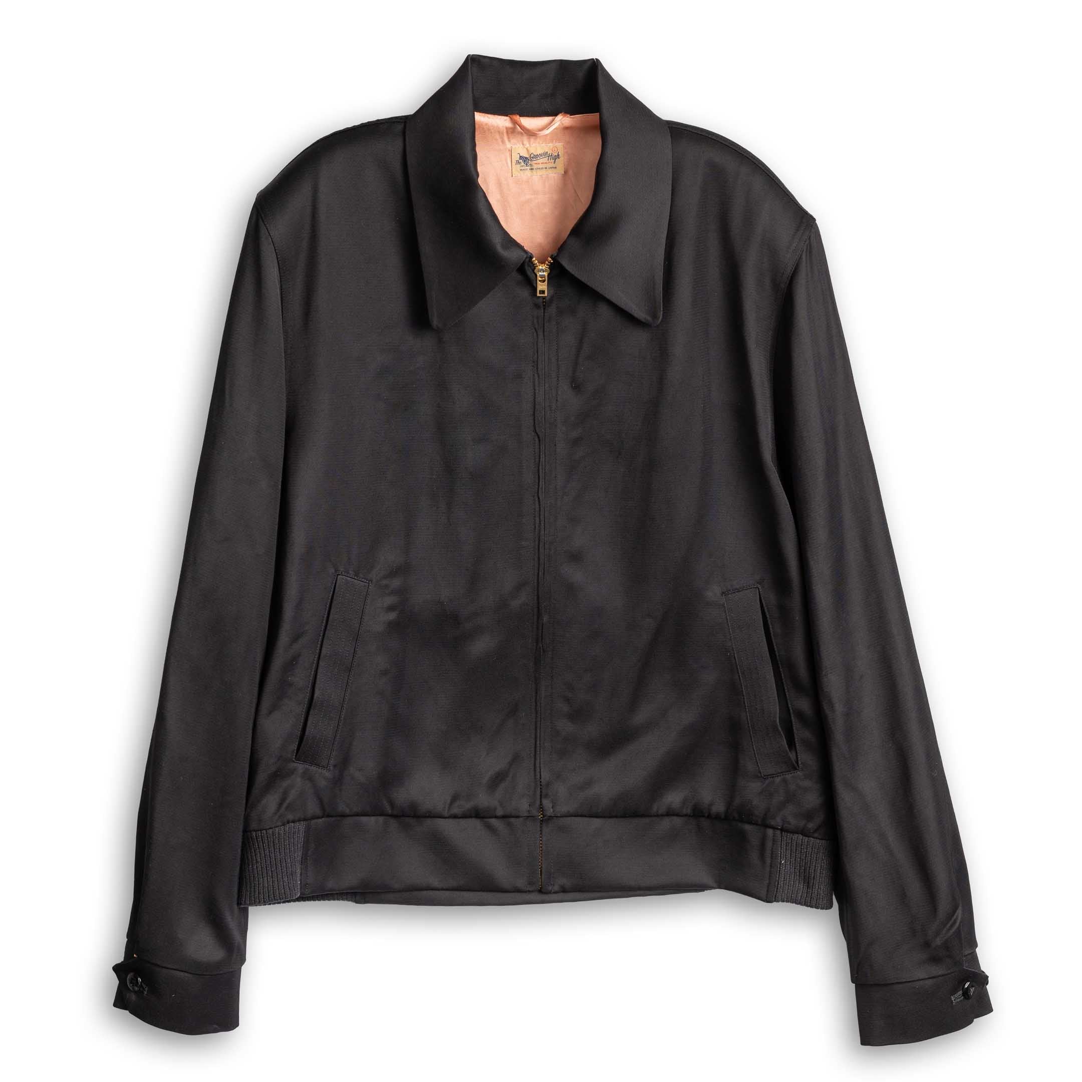 The Groovin High 1950s Rayon Drizzler Jacket Black
