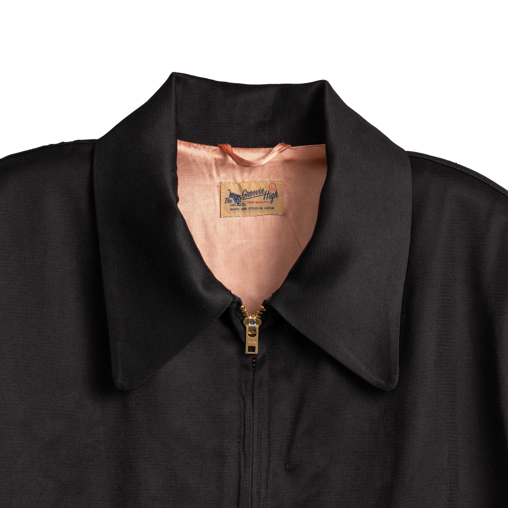 The Groovin High 1950s Rayon Drizzler Jacket Black - Image 3