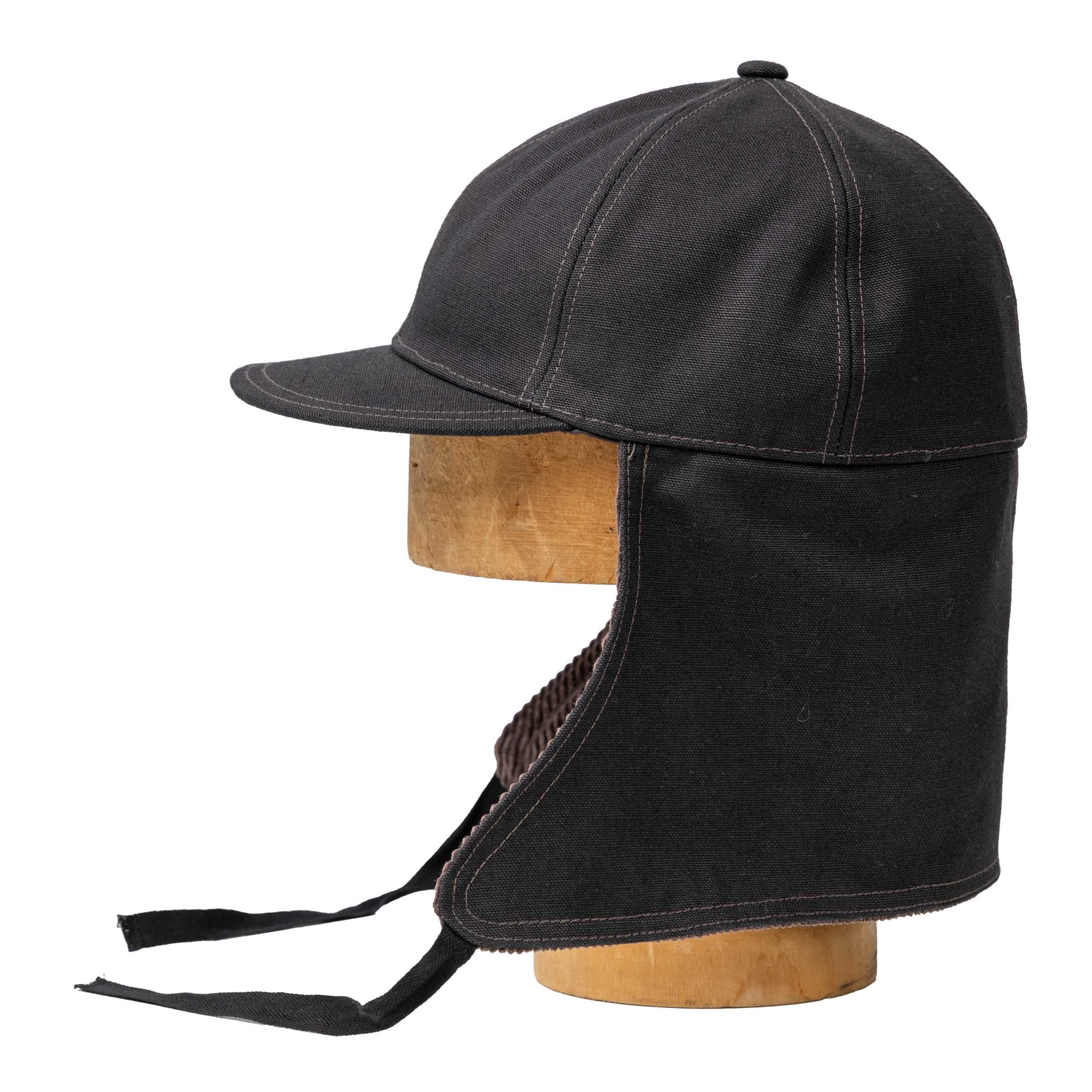 The Real McCoy's Buco Cotton Canvas Windproof Riding Cap Black - Image 3
