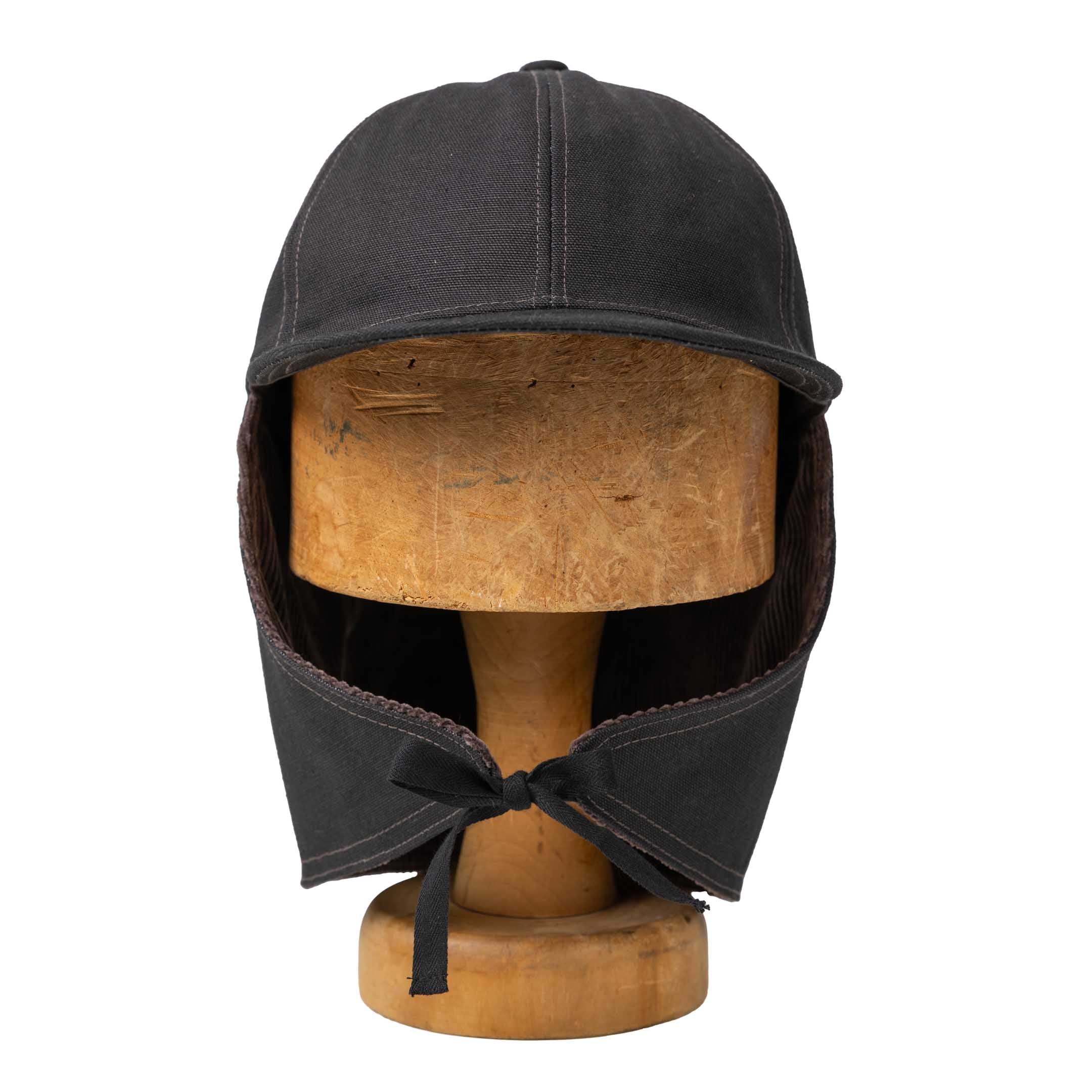 The Real McCoy's Buco Cotton Canvas Windproof Riding Cap Black - Image 6