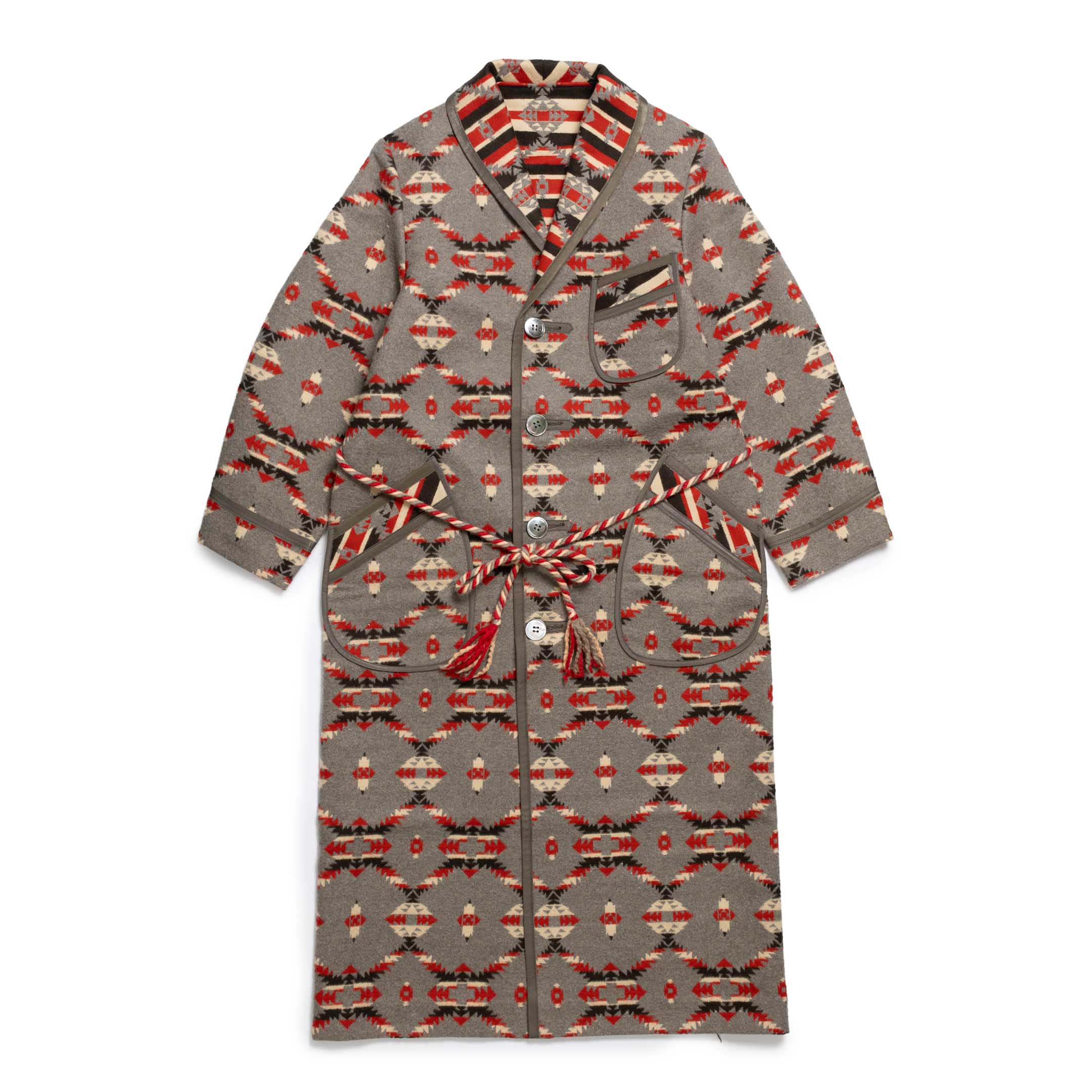 The Real McCoy's Cotton Jacquard Robe Grey