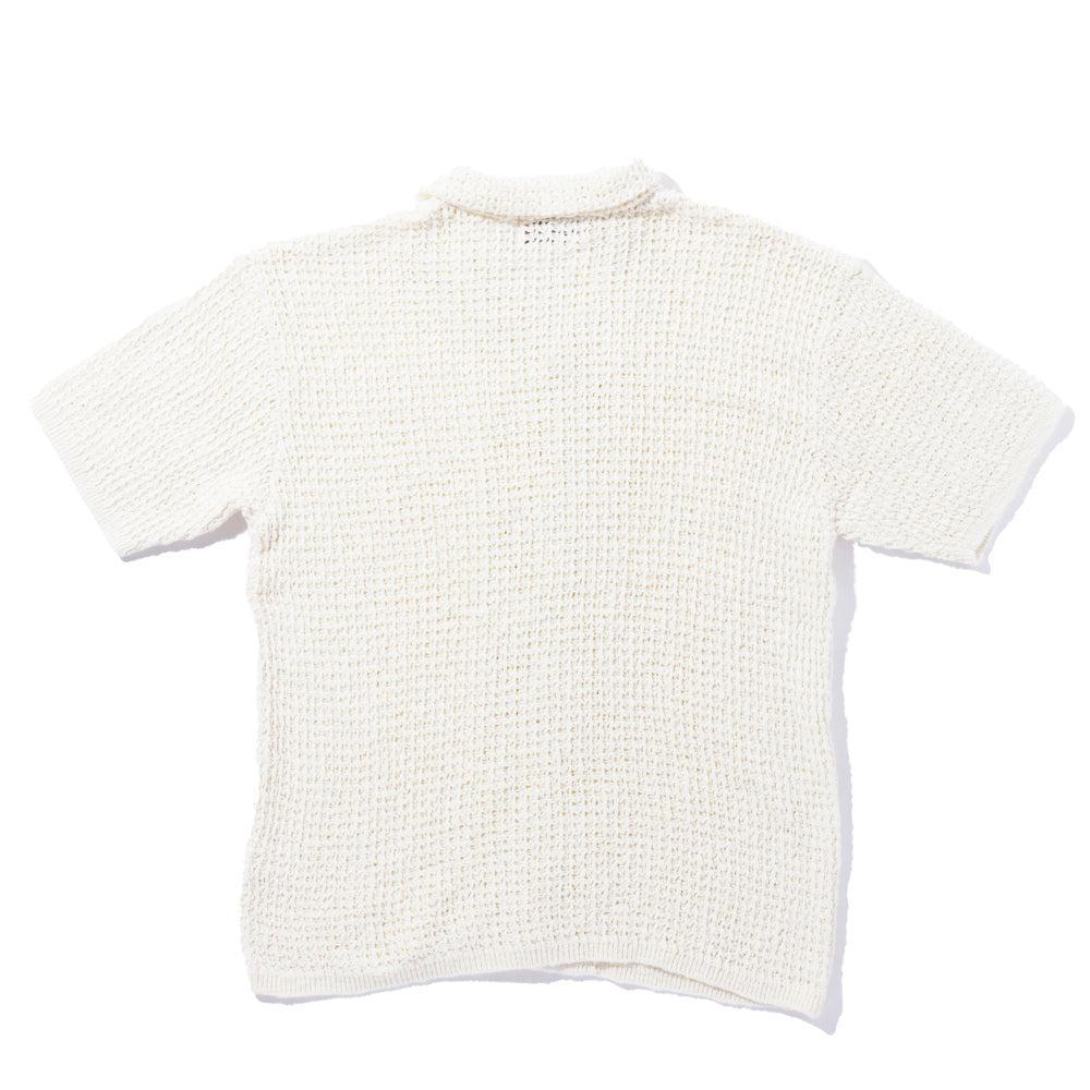The Real McCoy's Cotton Knitted Button Up Shirt Milk - Image 2