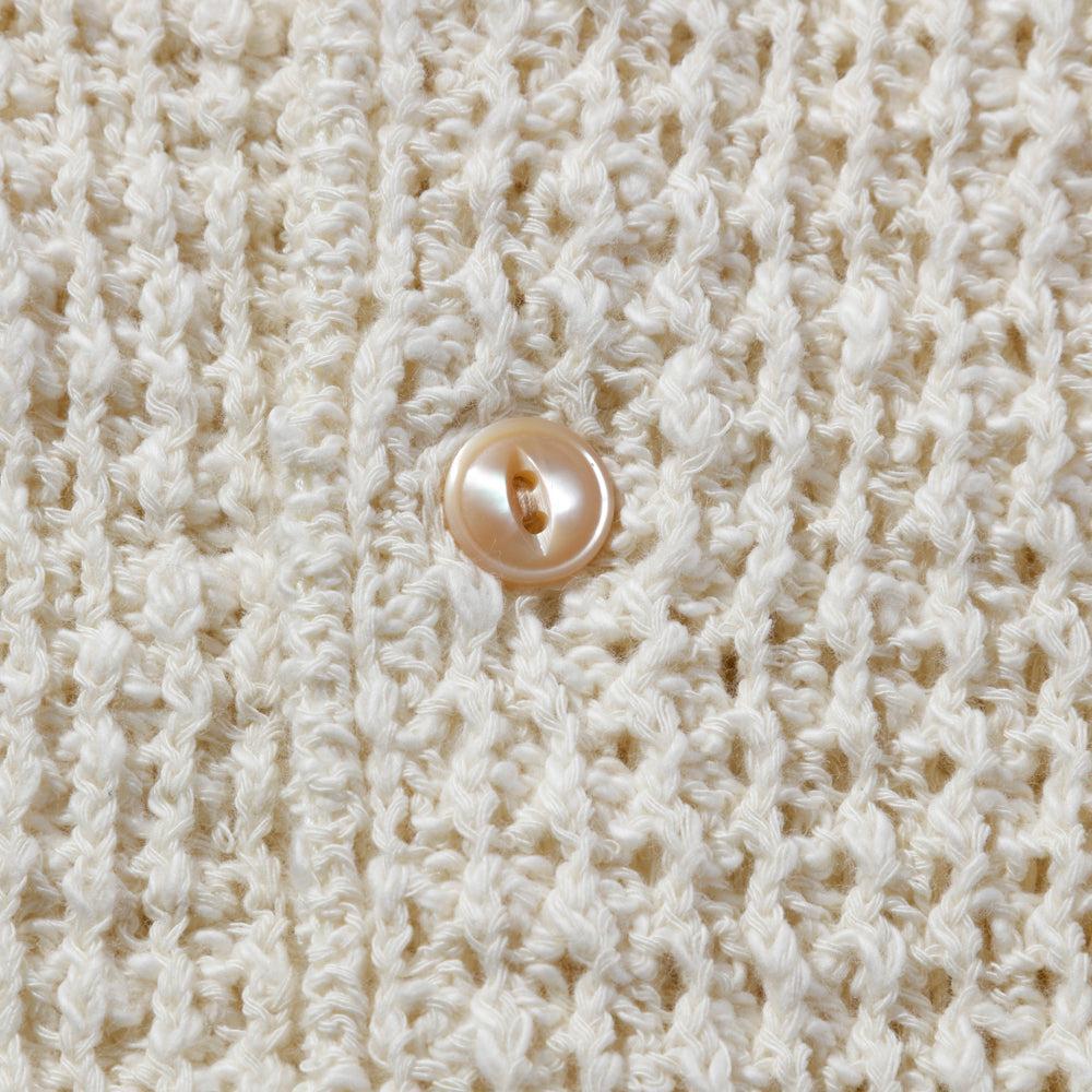 The Real McCoy's Cotton Knitted Button Up Shirt Milk - Image 5