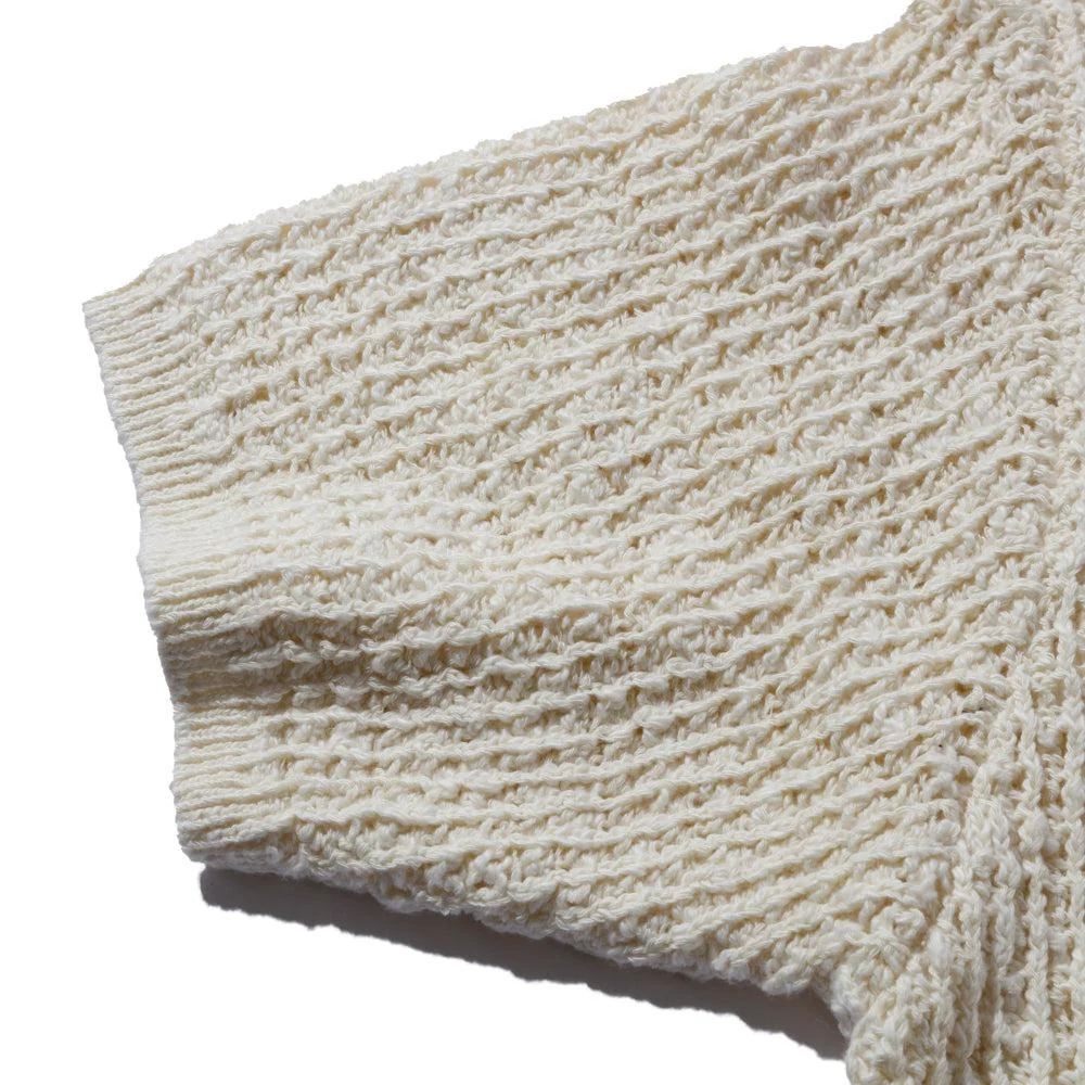 The Real McCoy's Cotton Knitted Button Up Shirt Milk - Image 7