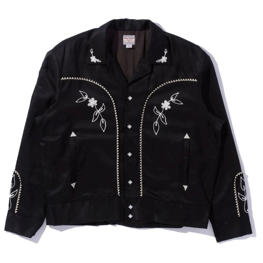 The Real McCoy's Embroidered Rayon Western Jacket Black
