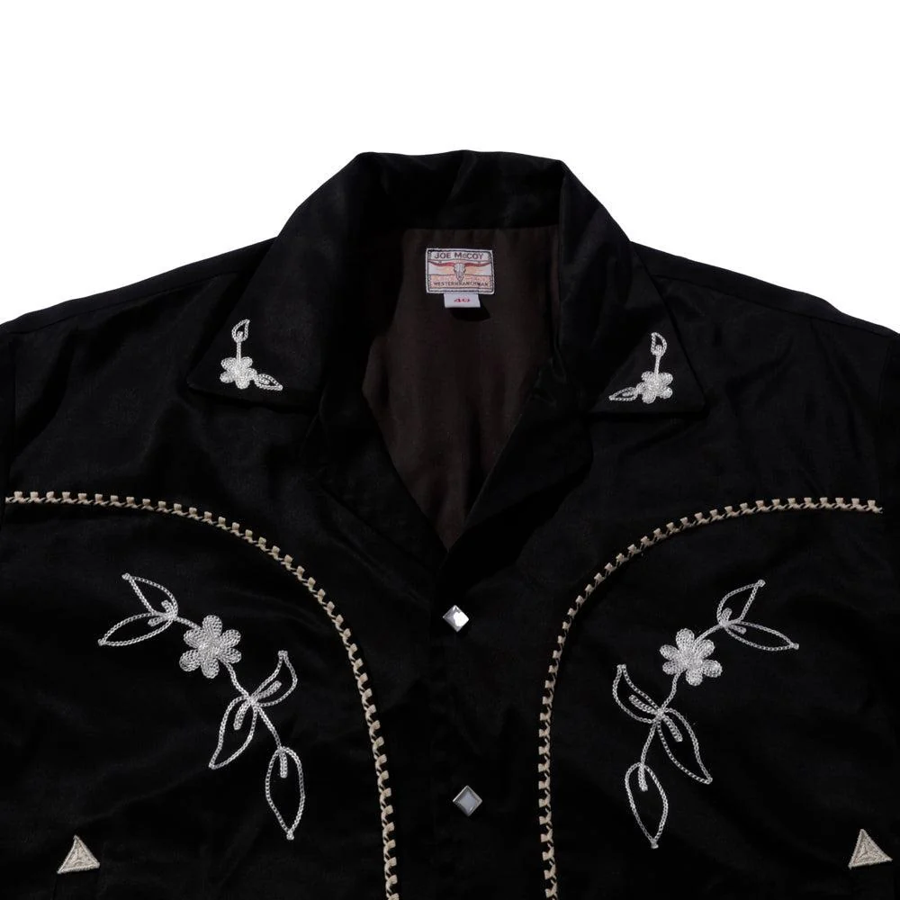 The Real McCoy's Embroidered Rayon Western Jacket Black - Image 4