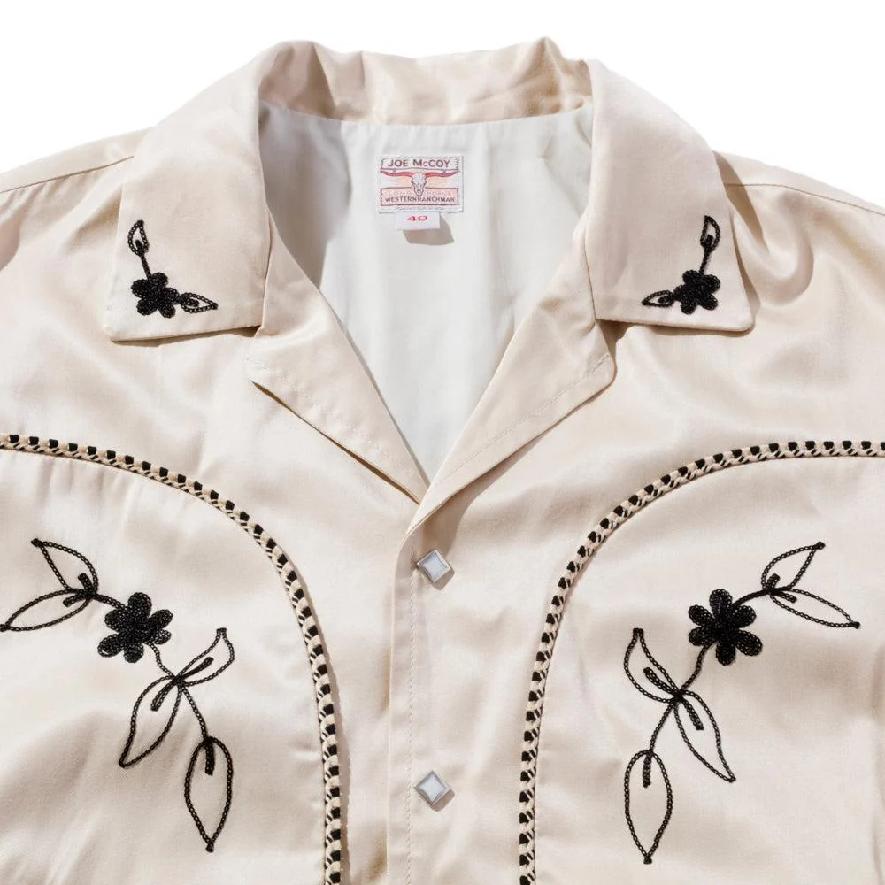 The Real McCoy's Embroidered Rayon Western Jacket Ecru - Image 3