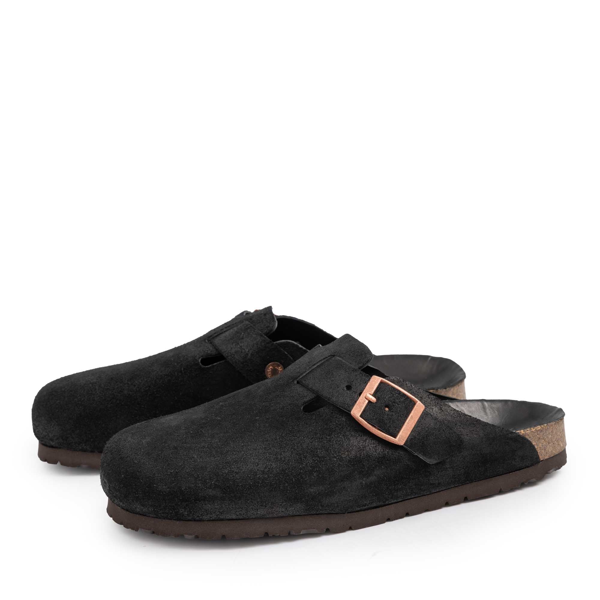The Real McCoy's Leather Foot-Support Clogs Black