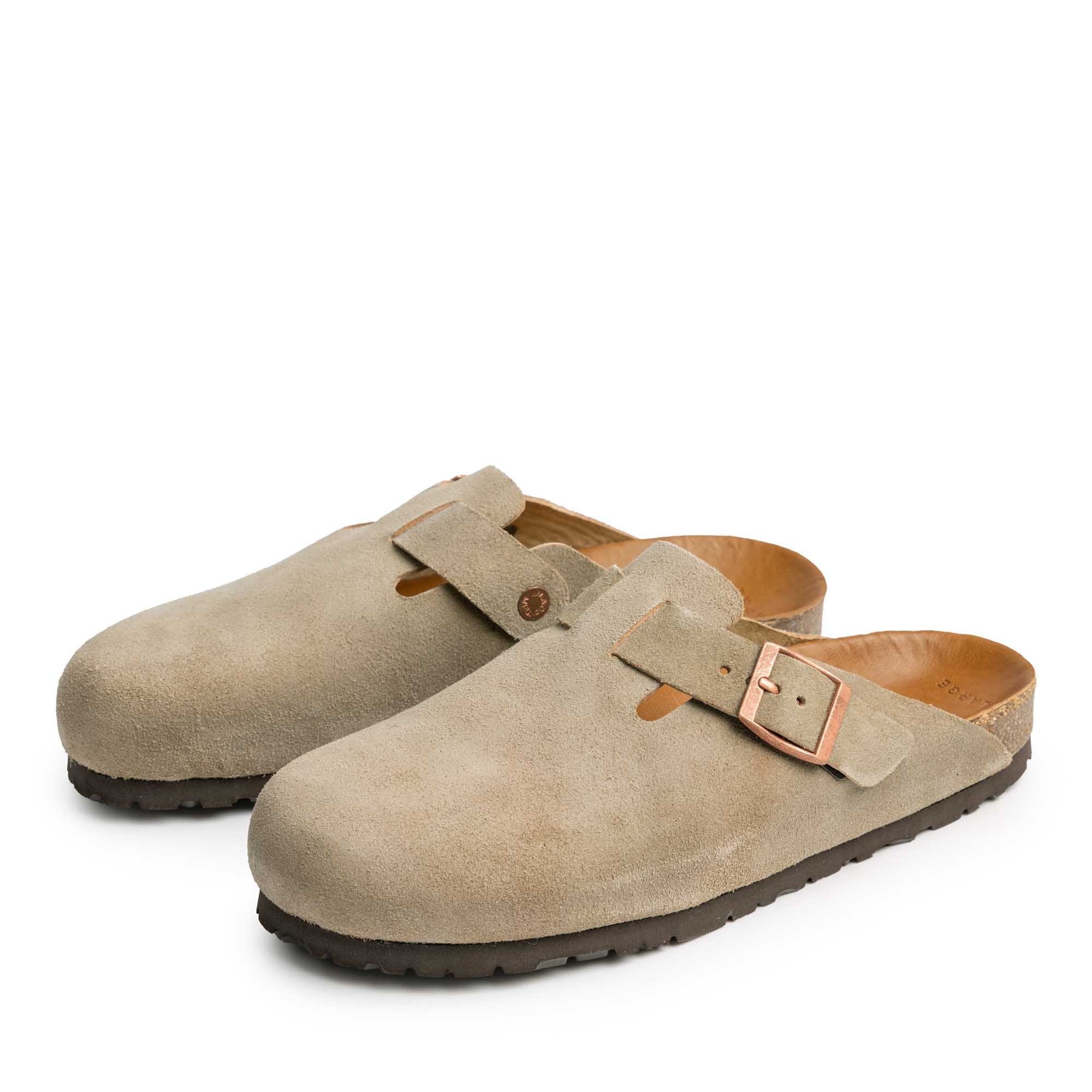 The Real McCoy's Leather Foot-Support Clogs Taupe