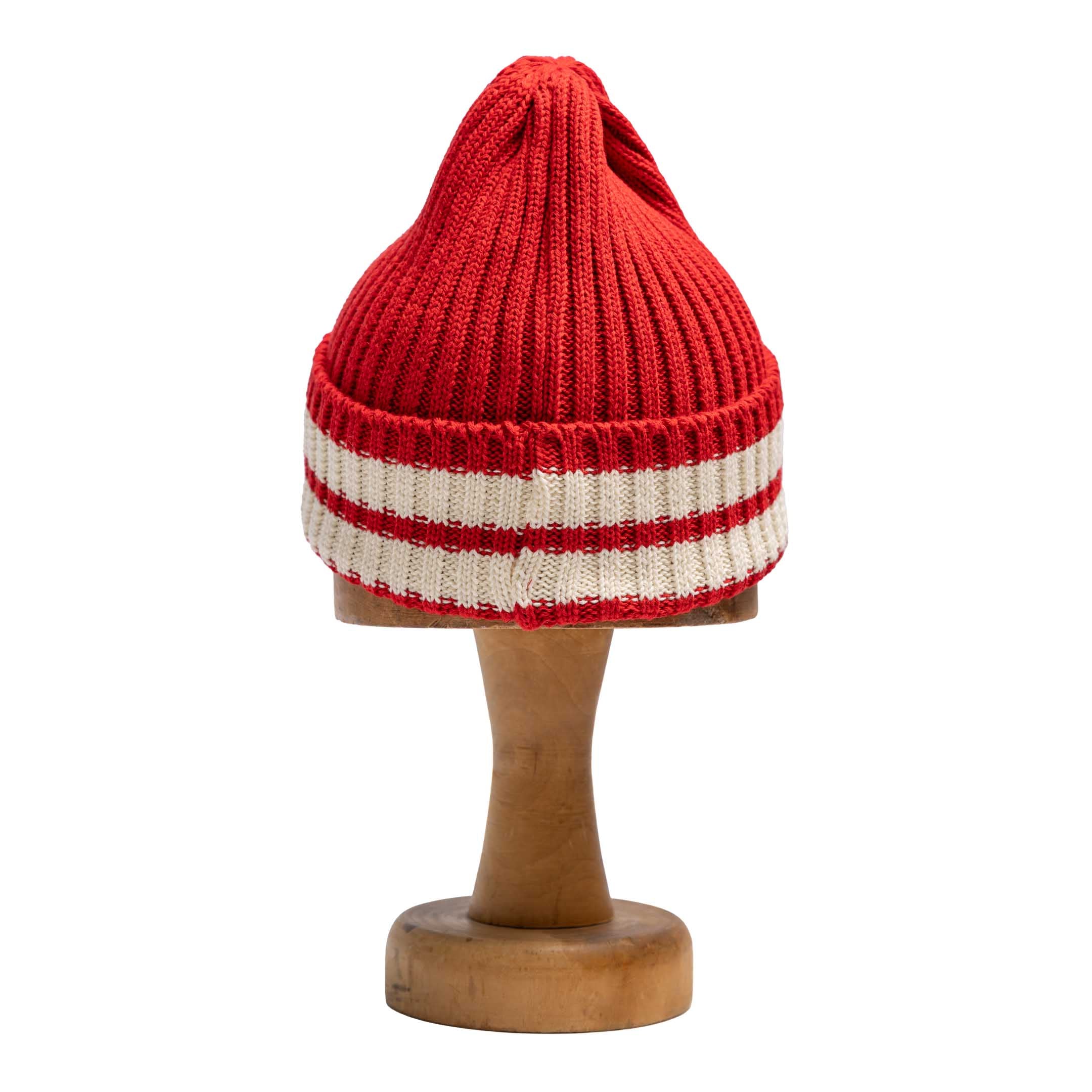 The Real McCoy's Striped Cotton Knit Cap Red - Image 2