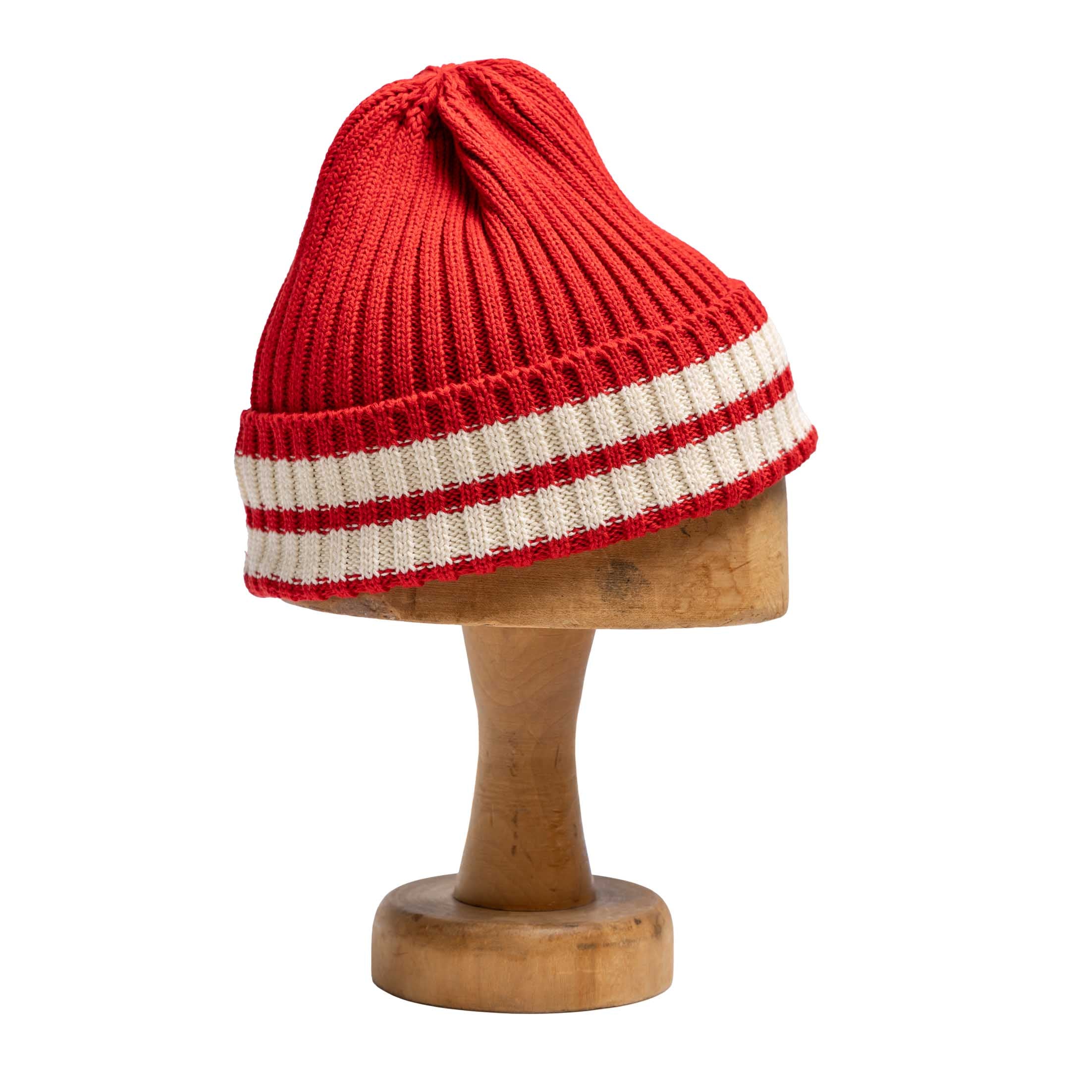 The Real McCoy's Striped Cotton Knit Cap Red - Image 3