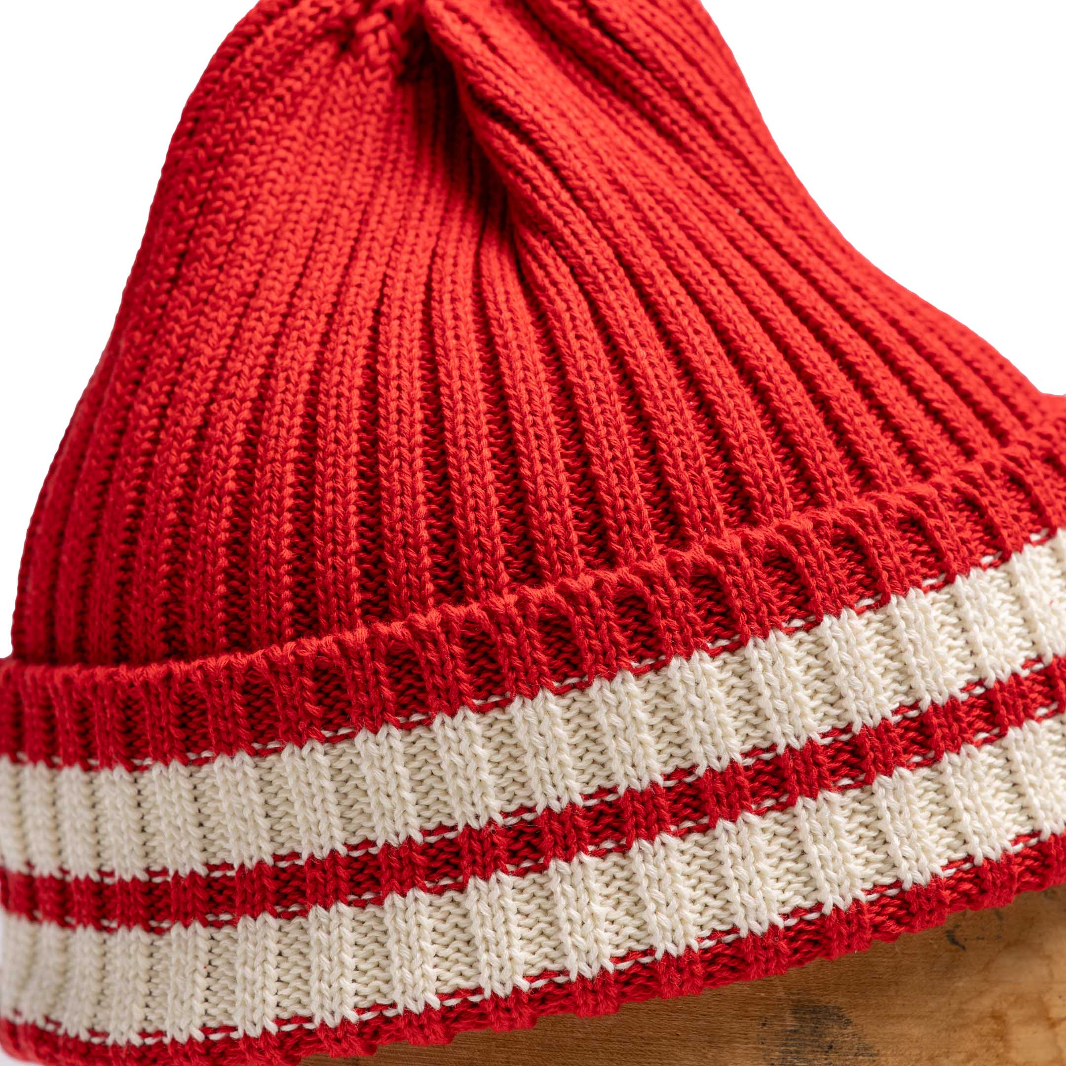 The Real McCoy's Striped Cotton Knit Cap Red - Image 4