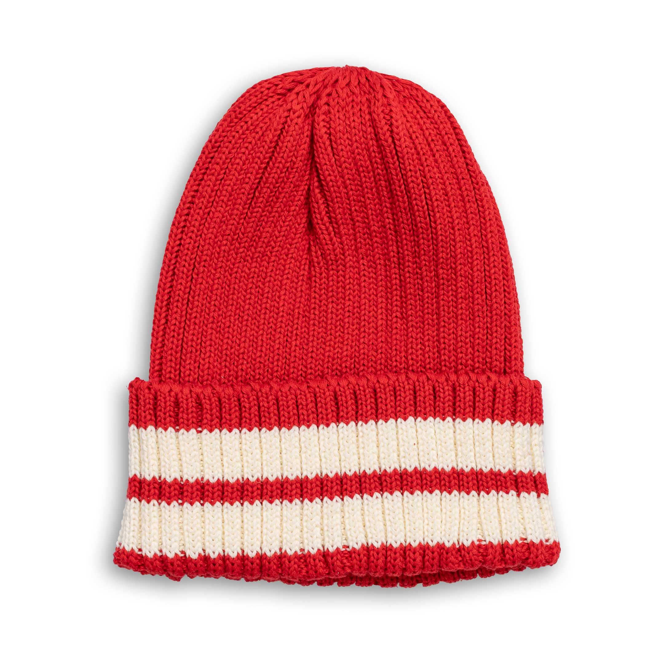 The Real McCoy's Striped Cotton Knit Cap Red - Image 5