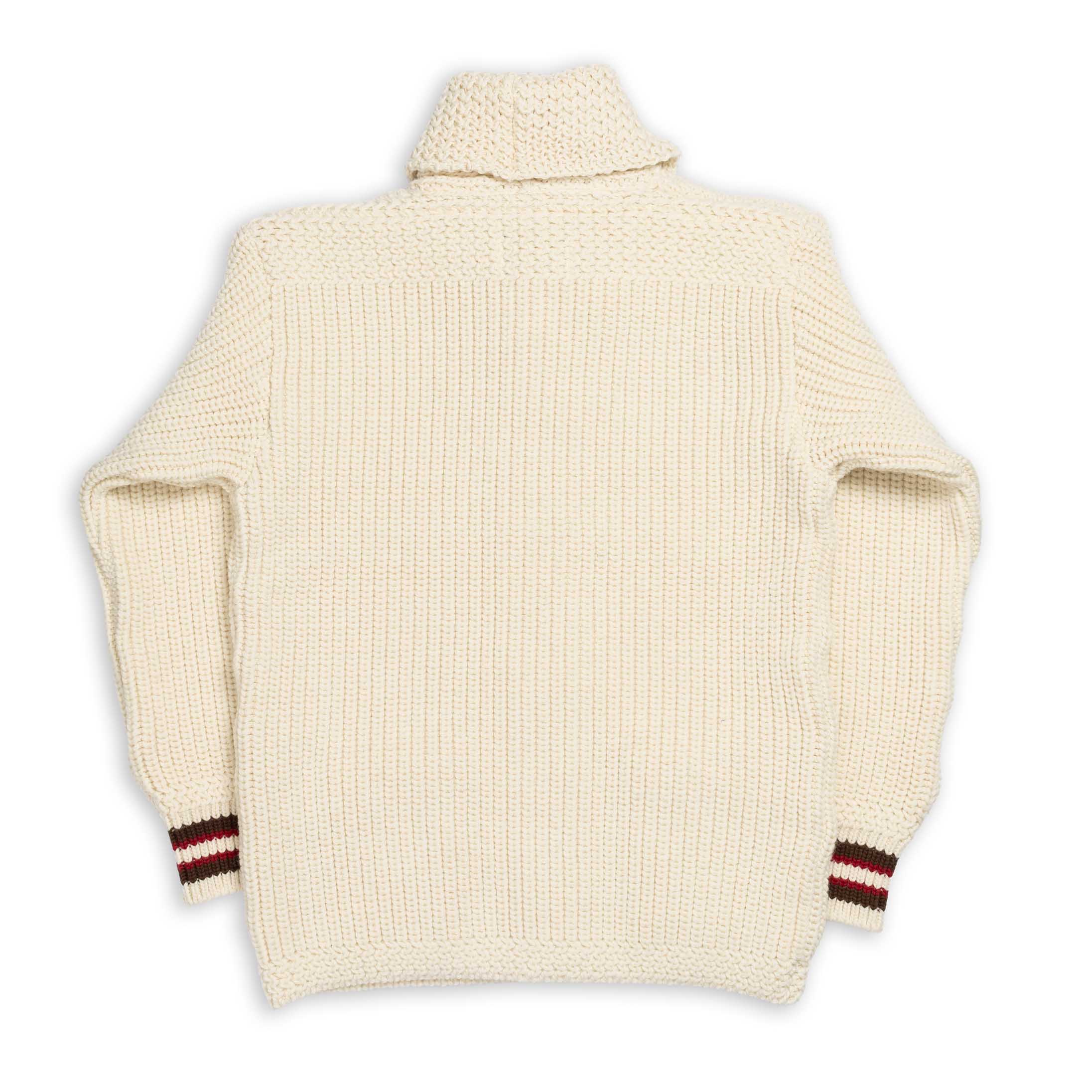 The Real McCoy's Striped Shawl Collar Cardigan Ecru - Image 2