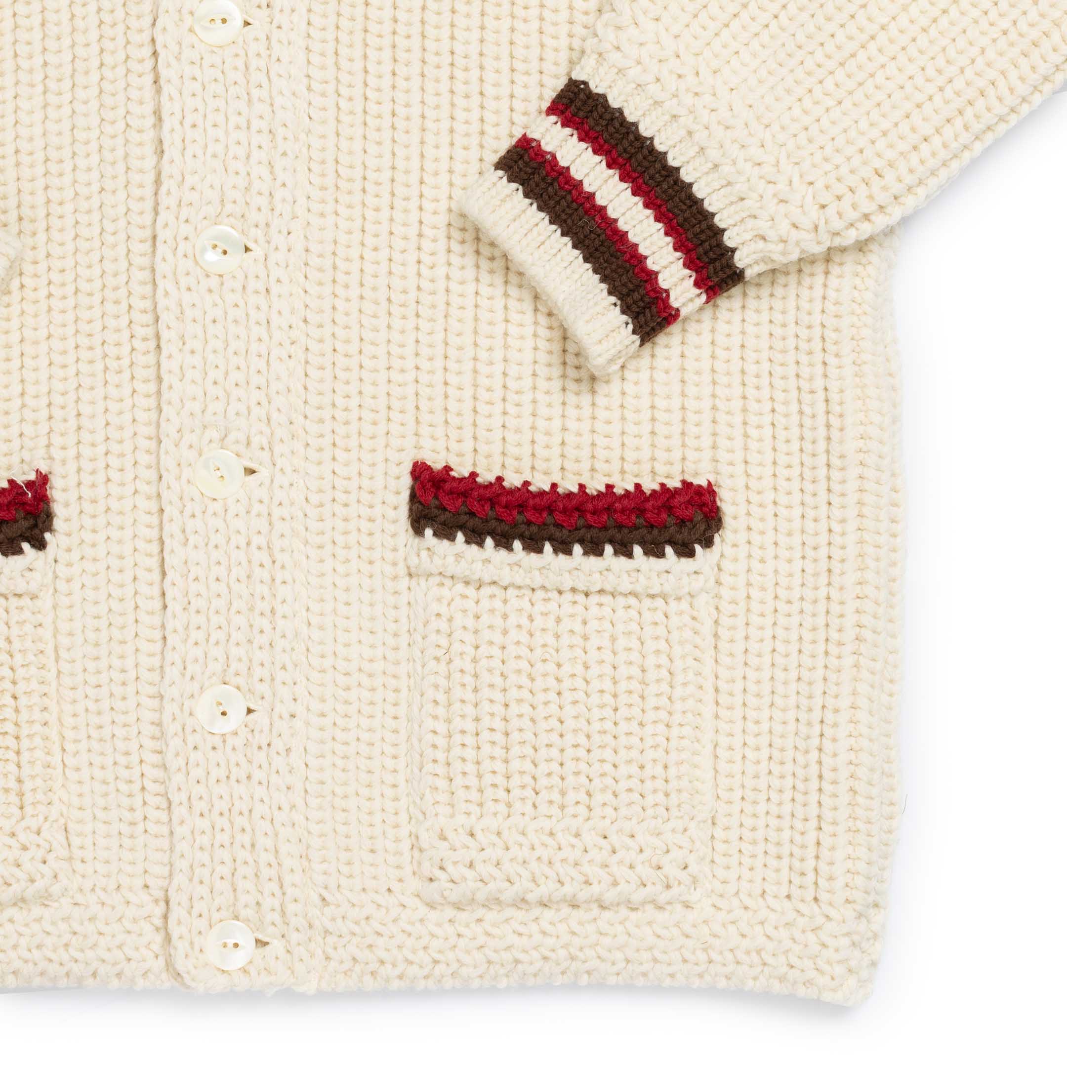 The Real McCoy's Striped Shawl Collar Cardigan Ecru - Image 5