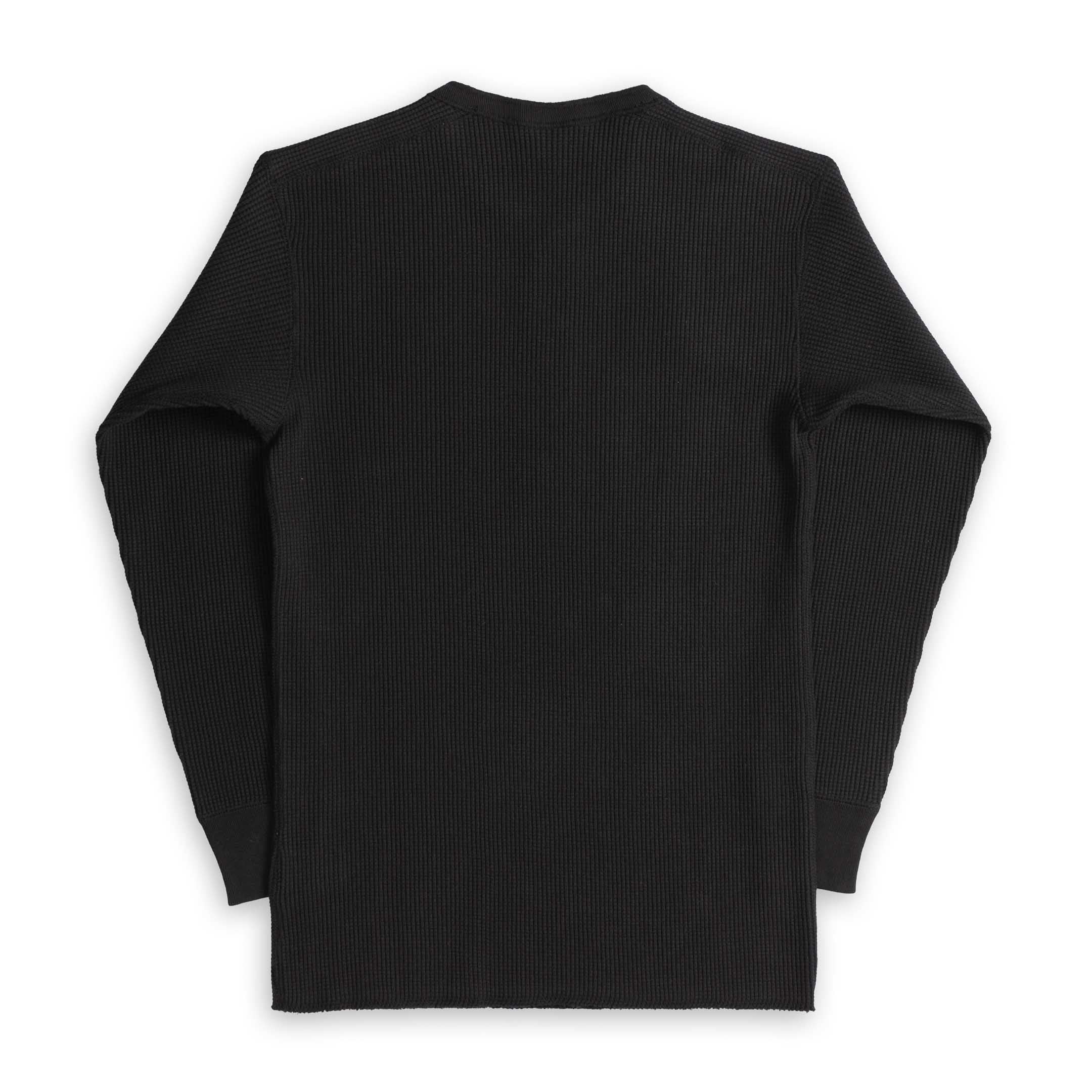 The Real McCoy's Waffle Thermal Henley Undershirt Black - Image 2