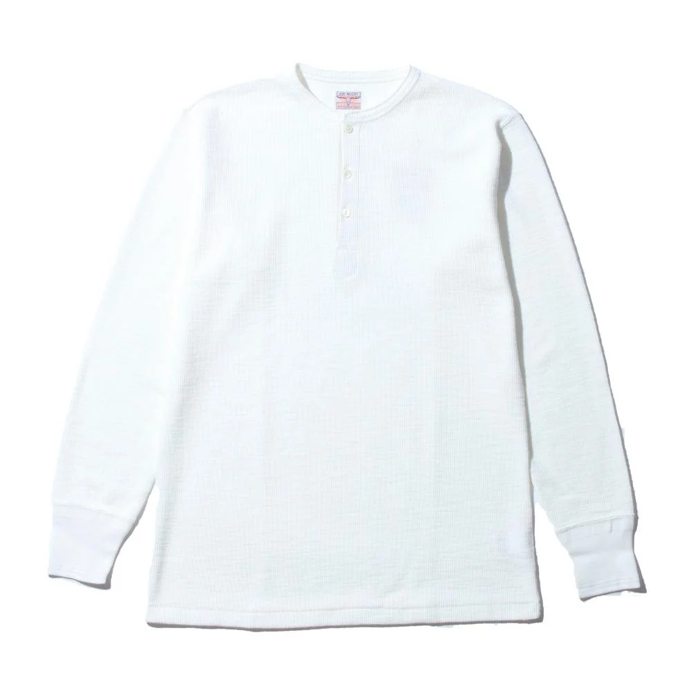 The Real McCoy's Western Cardigan Stitch Henley White