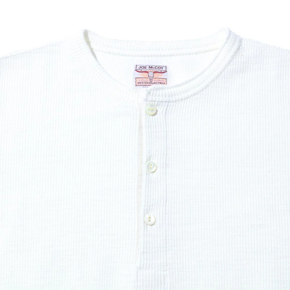 The Real McCoy's Western Cardigan Stitch Henley White - Image 2