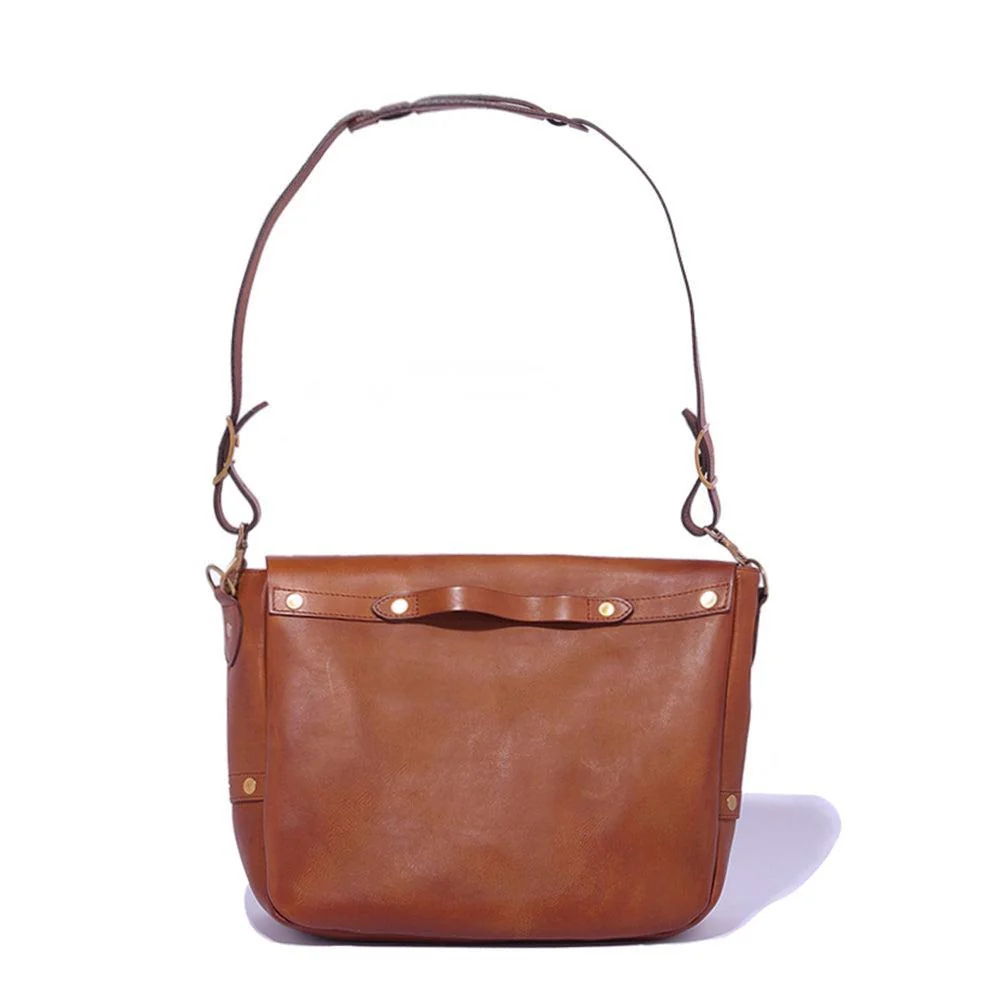 Vasco Leather Postman Shoulder Bag (Large) Camel - Image 3