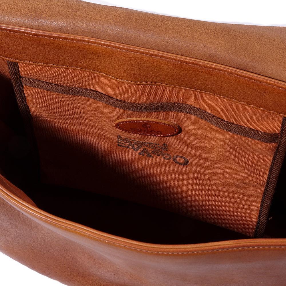 Vasco Leather Postman Shoulder Bag (Large) Camel - Image 7
