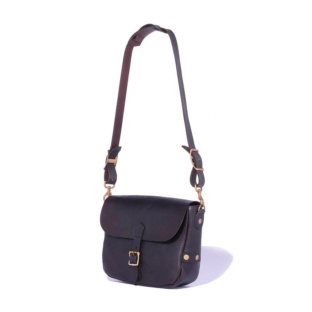 Vasco Leather Postman Shoulder Bag (Small) Black - Image 2
