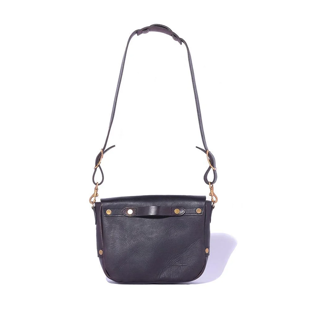 Vasco Leather Postman Shoulder Bag (Small) Black - Image 3