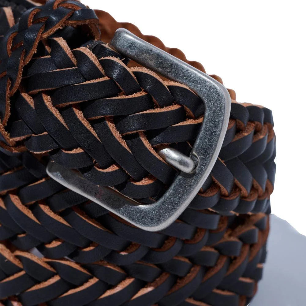 Vintage Works Leather Mesh Belt Black - Image 5