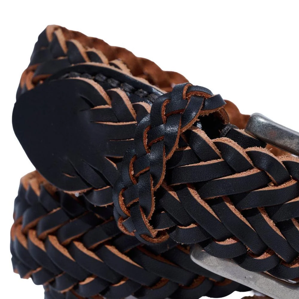 Vintage Works Leather Mesh Belt Black - Image 6