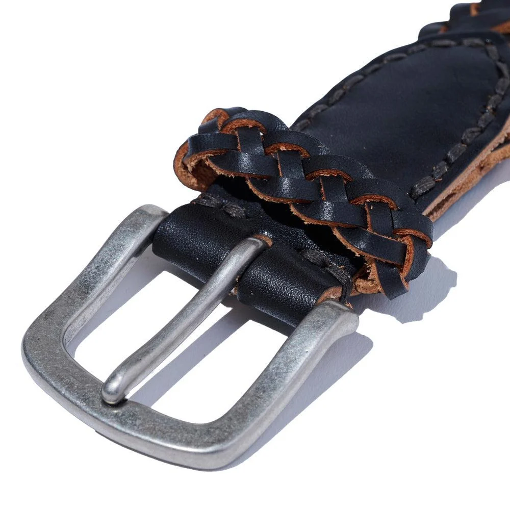 Vintage Works Leather Mesh Belt Black - Image 7