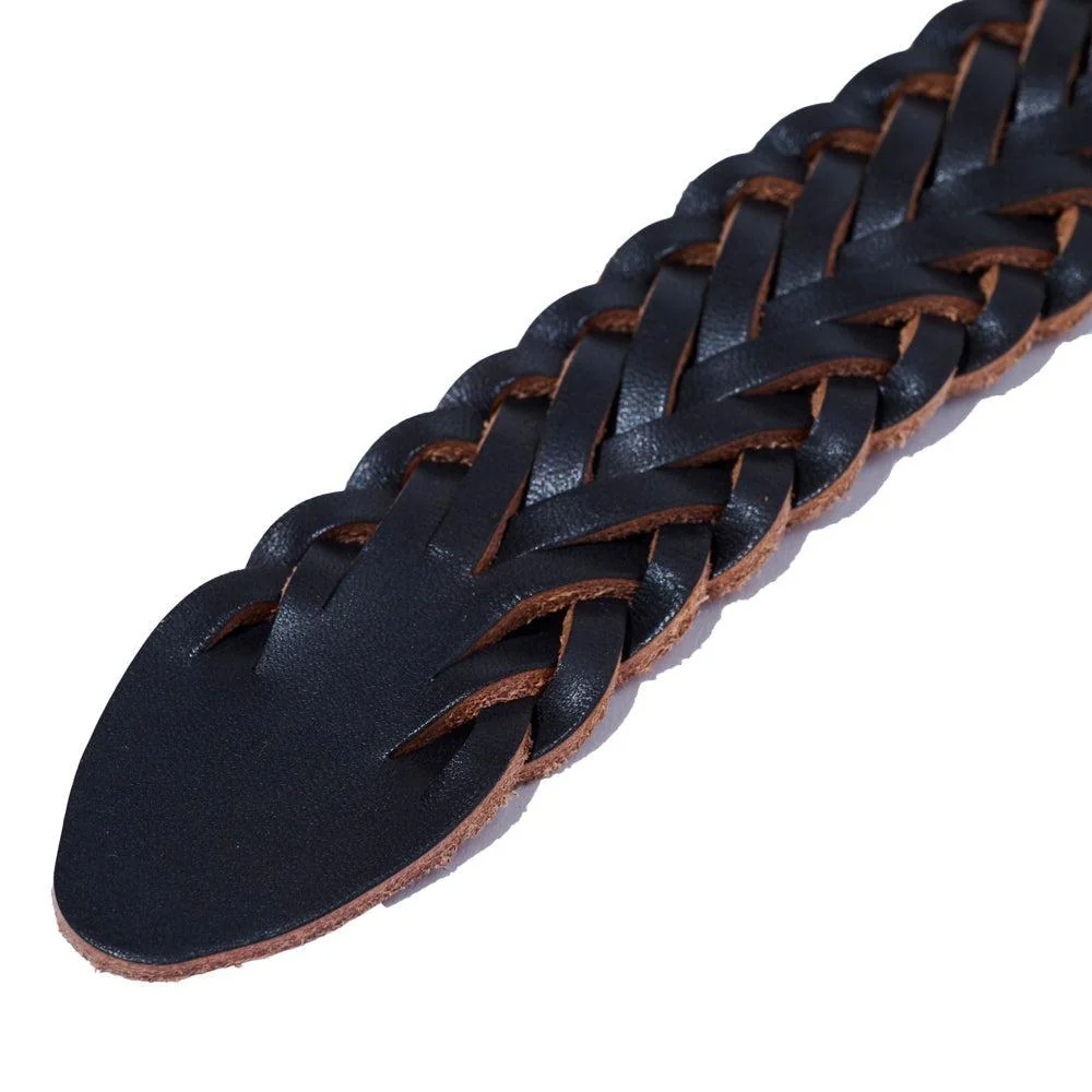 Vintage Works Leather Mesh Belt Black - Image 8