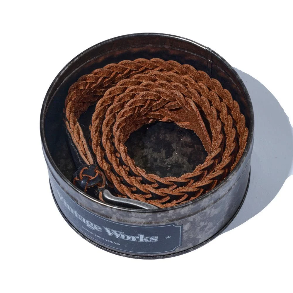 Vintage Works Leather Mesh Belt Black - Image 9