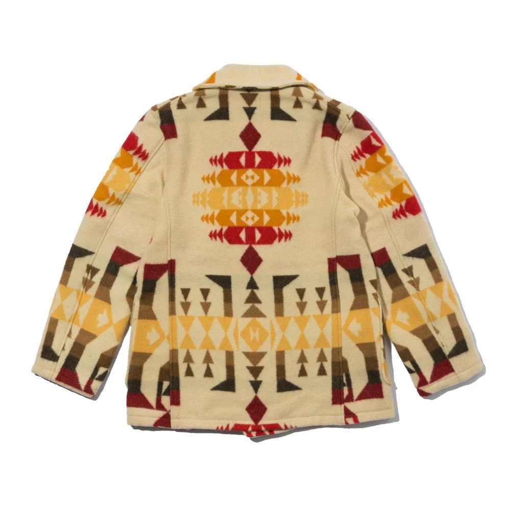 Warehouse & Co. X John Gluckow Blanket Pattern Mackinaw Coat Beige - Image 2