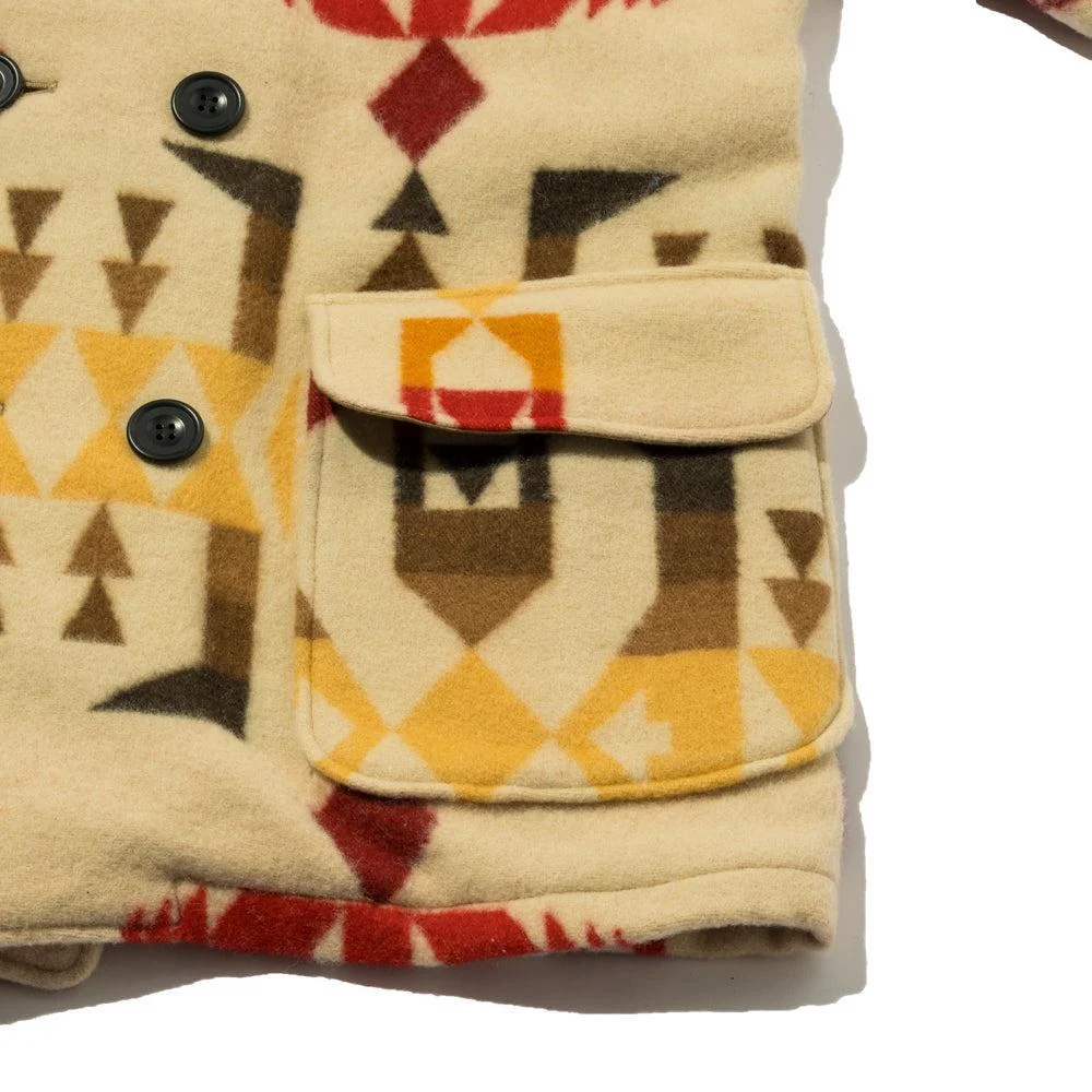 Warehouse & Co. X John Gluckow Blanket Pattern Mackinaw Coat Beige - Image 4