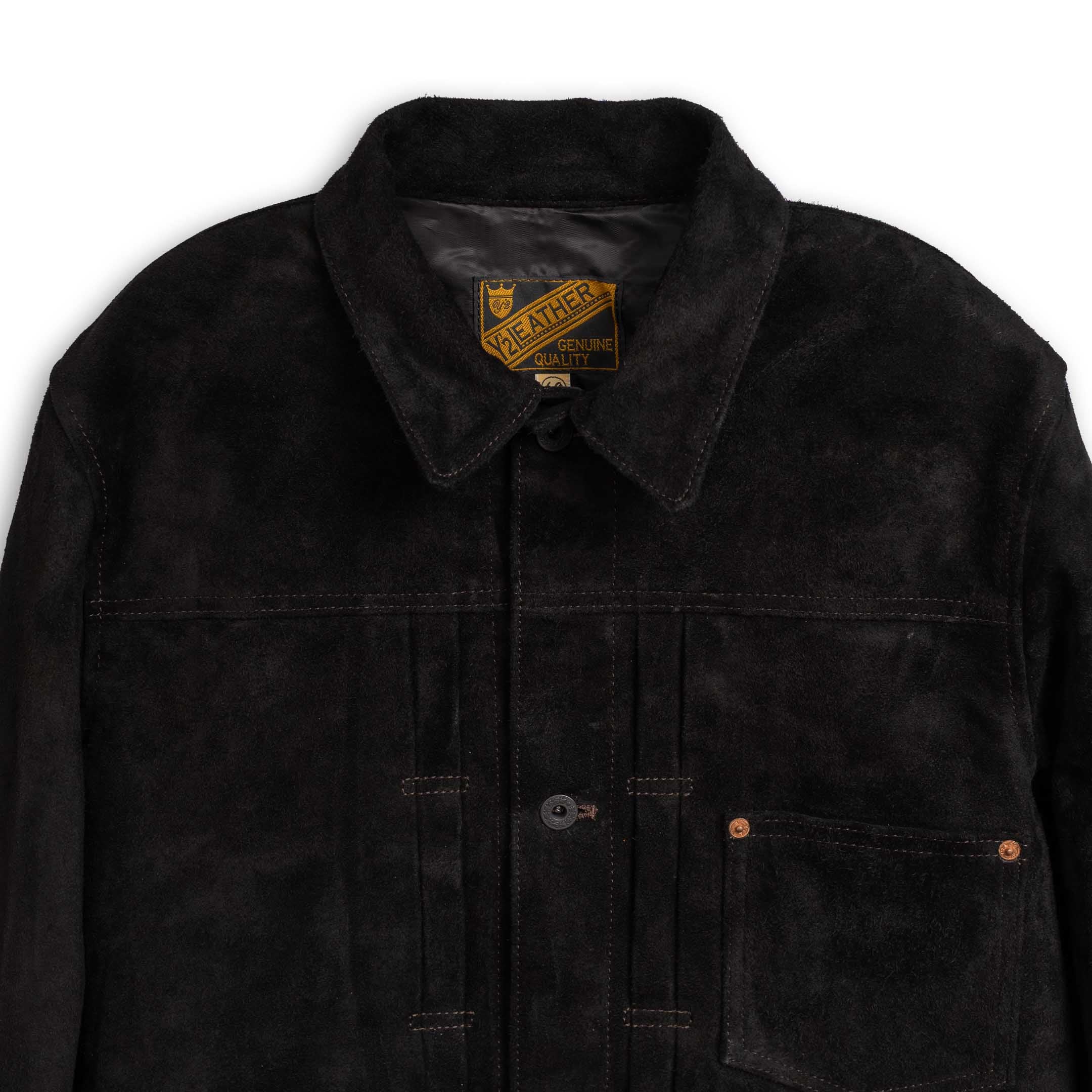 Y'2 Leather Horse Roughout WWII Jean Jacket Black - Image 3