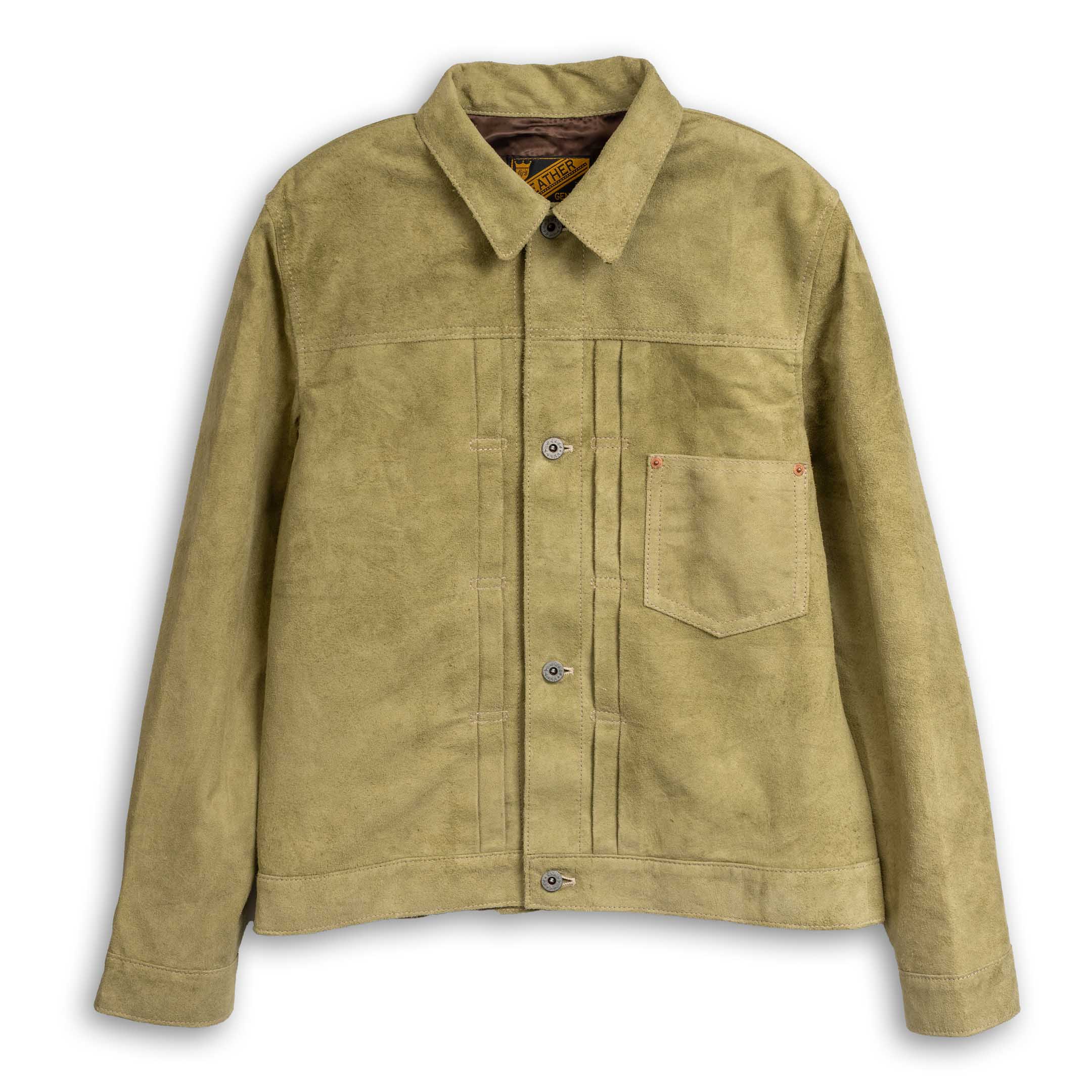 Y'2 Leather Horse Roughout WWII Jean Jacket Khaki