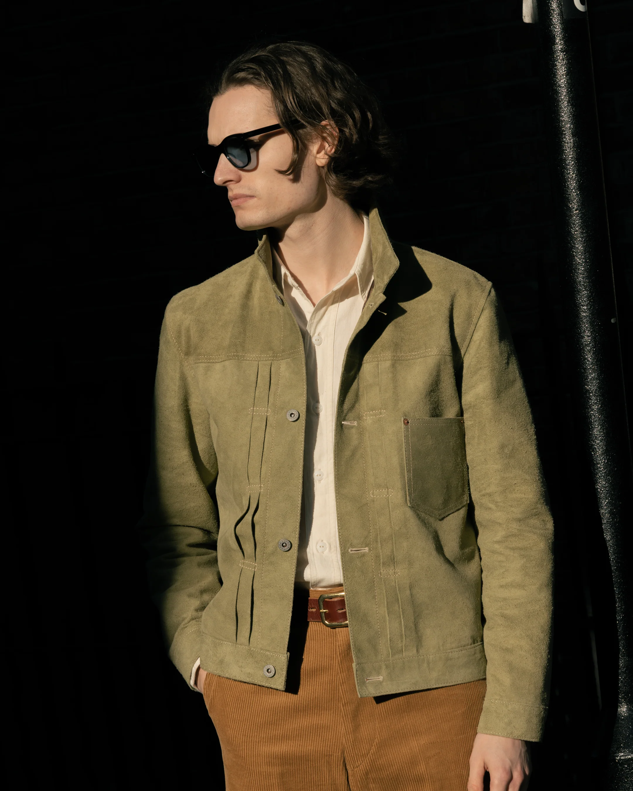 Y'2 Leather Horse Roughout WWII Jean Jacket Khaki - Image 5