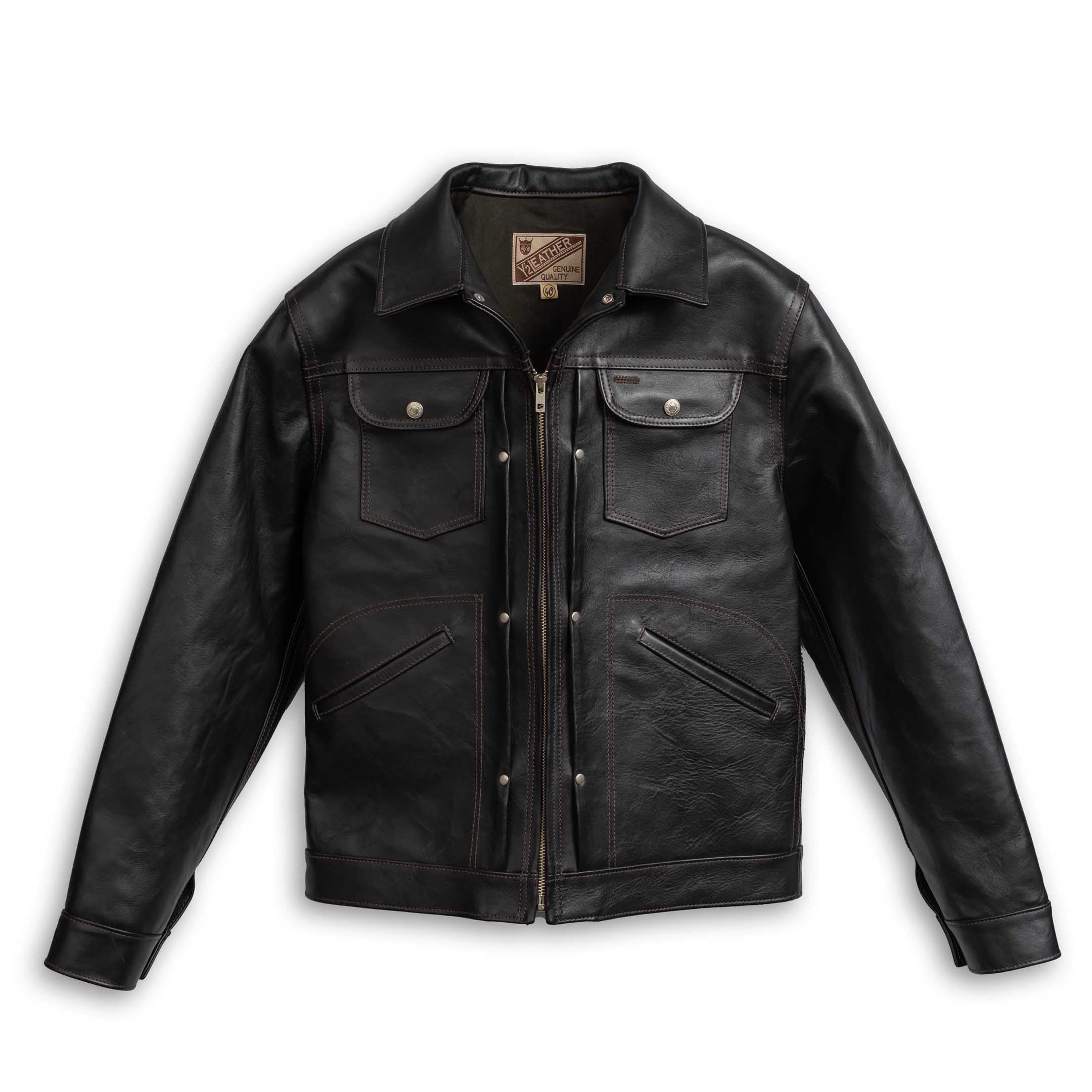 Y'2 Leather Iron Tanned Horse 60's Jean Jacket Black