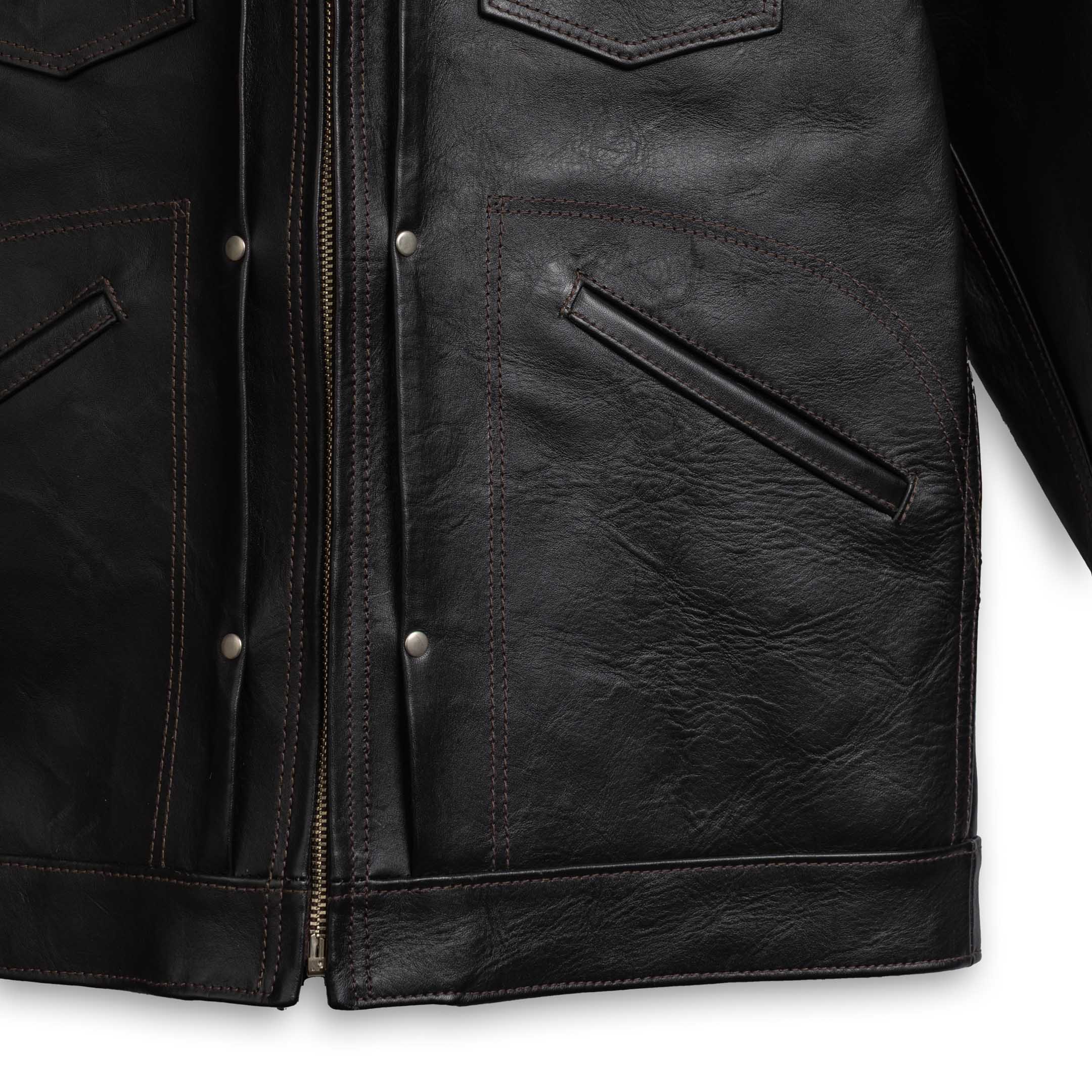 Y'2 Leather Iron Tanned Horse 60's Jean Jacket Black - Image 6