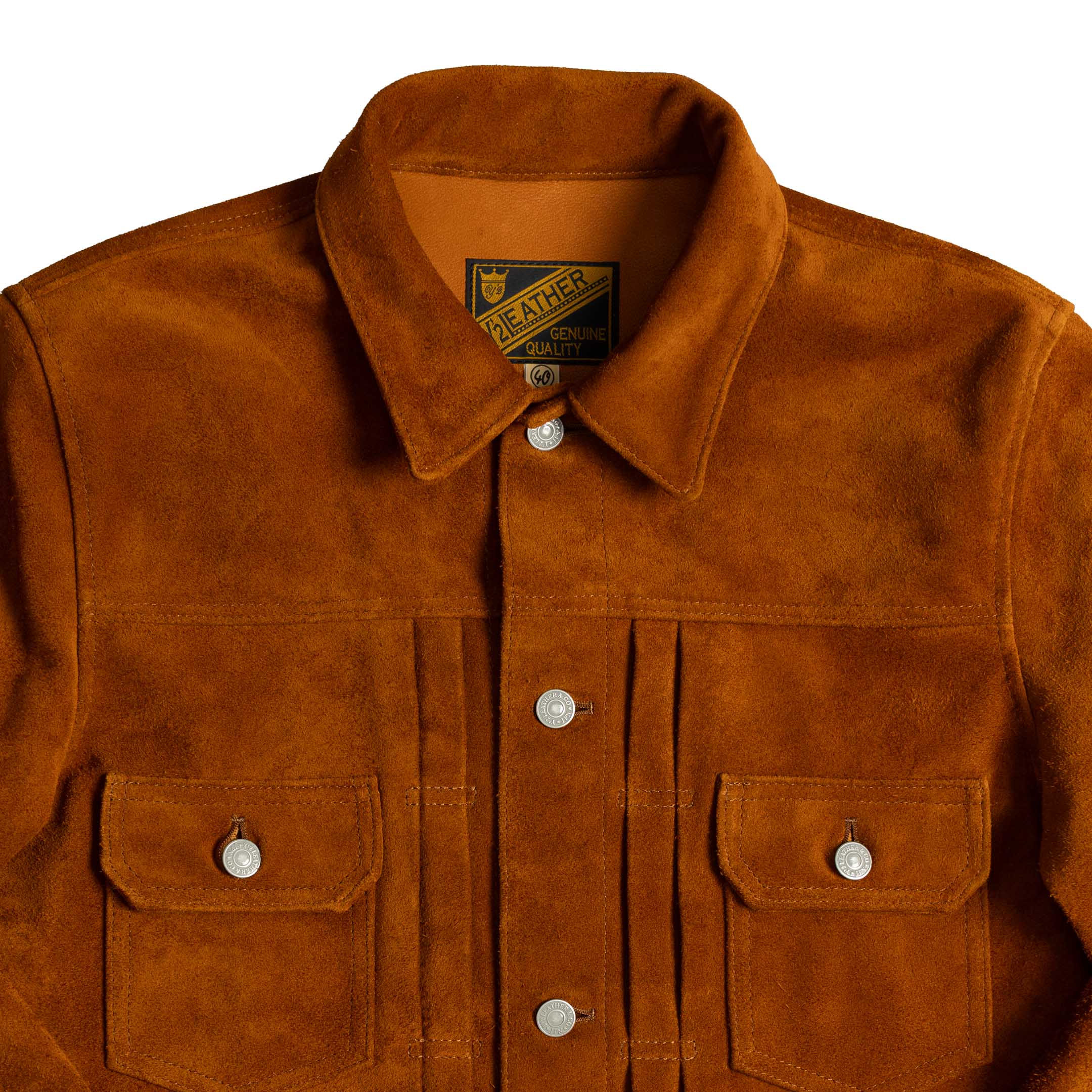 Y'2 Leather TB-141 Steer Roughout 2nd Type Jean Jacket Camel - Image 3